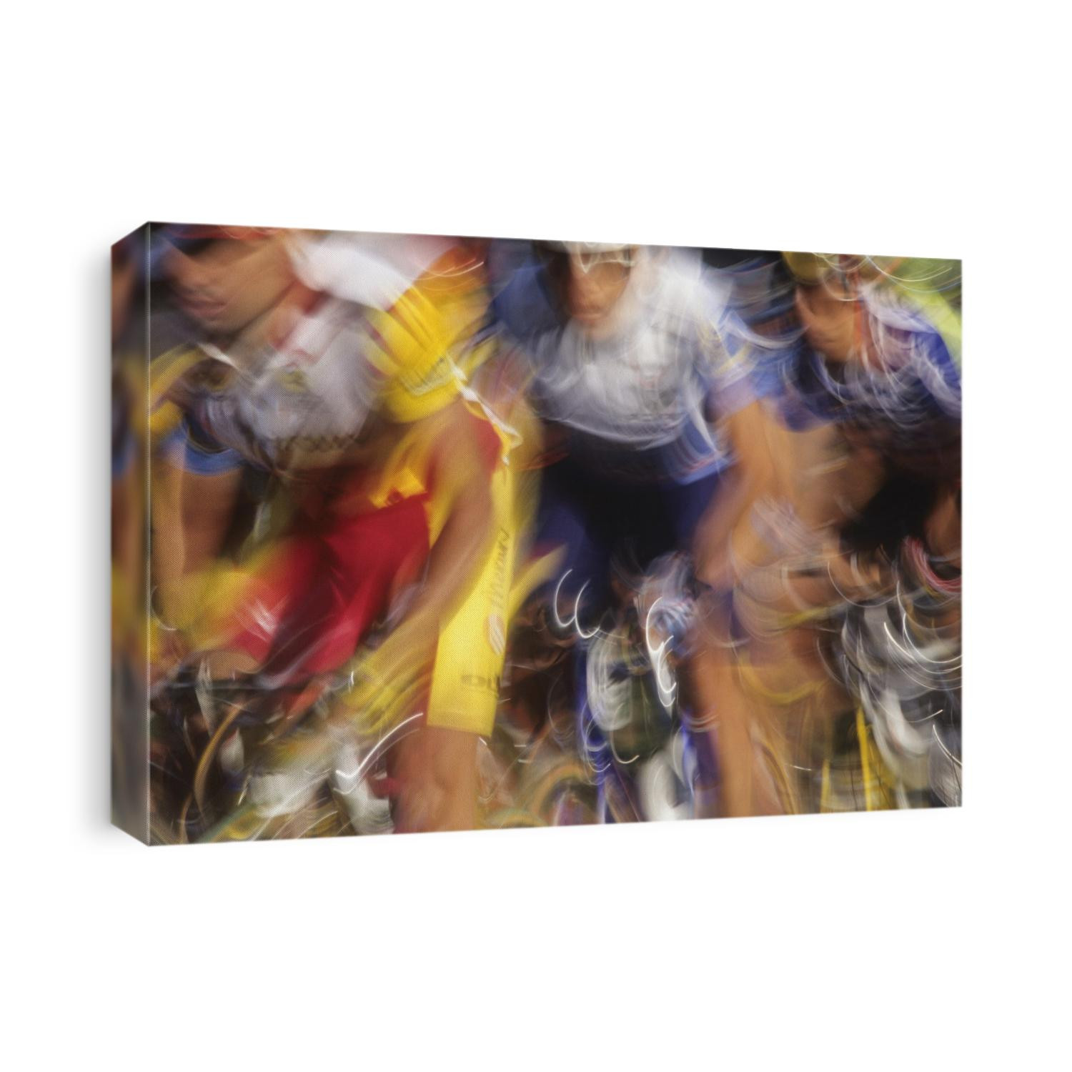 Blured action of road cyclist competing.