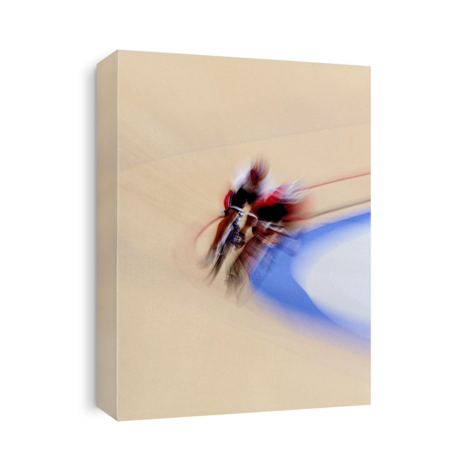 Blurred action of cyclist competing on the track.