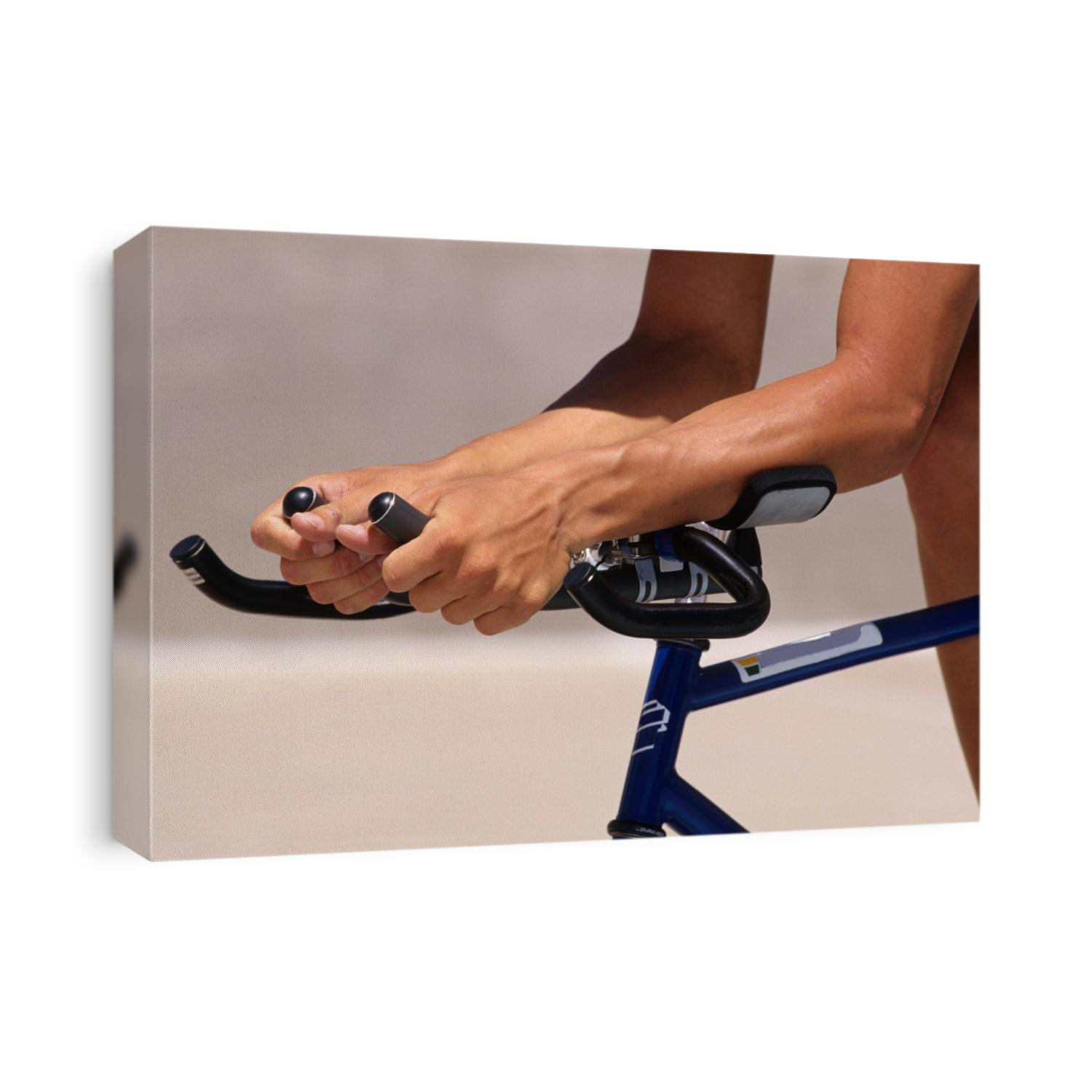 Detail of cyclists hands.