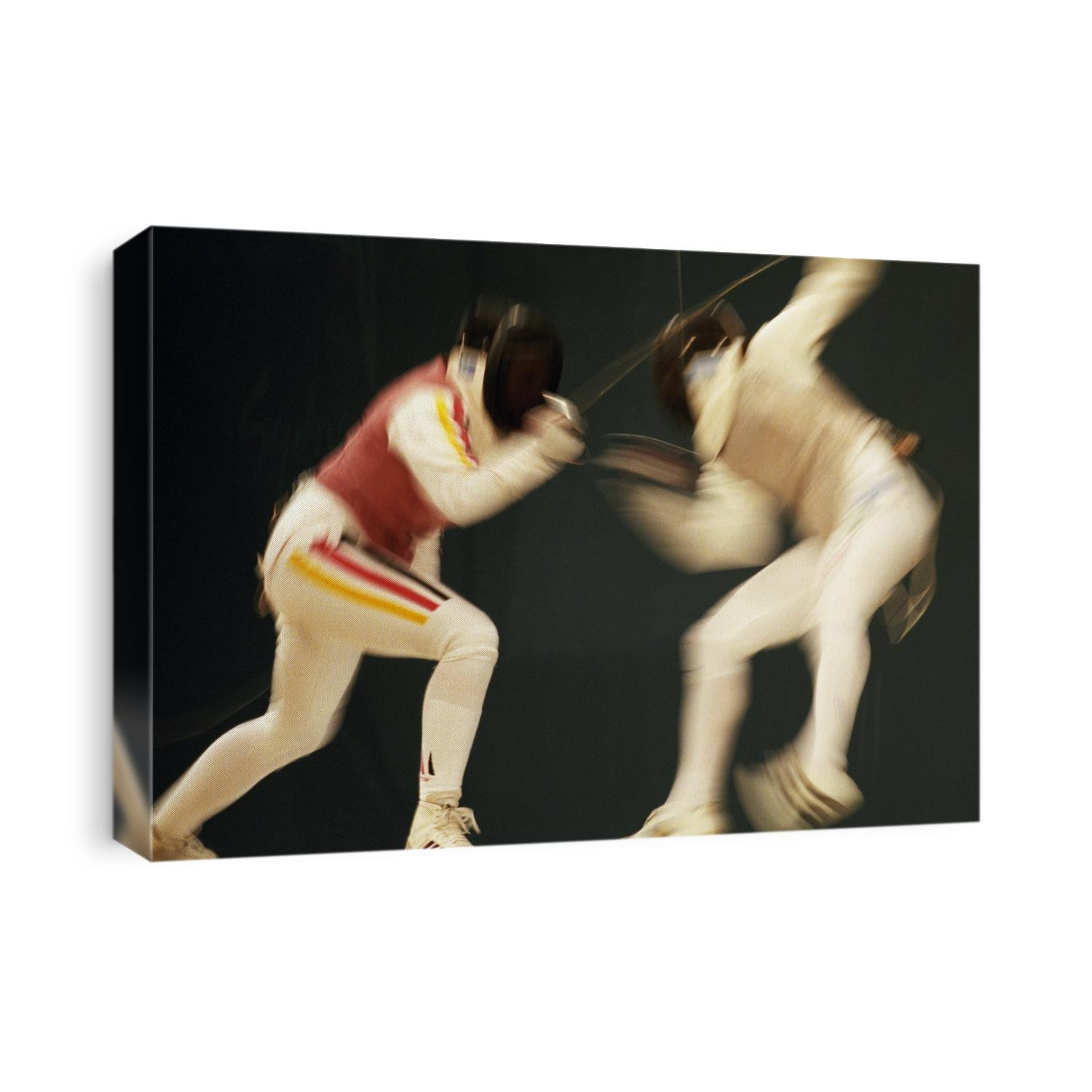 Blurred action of women fencing
