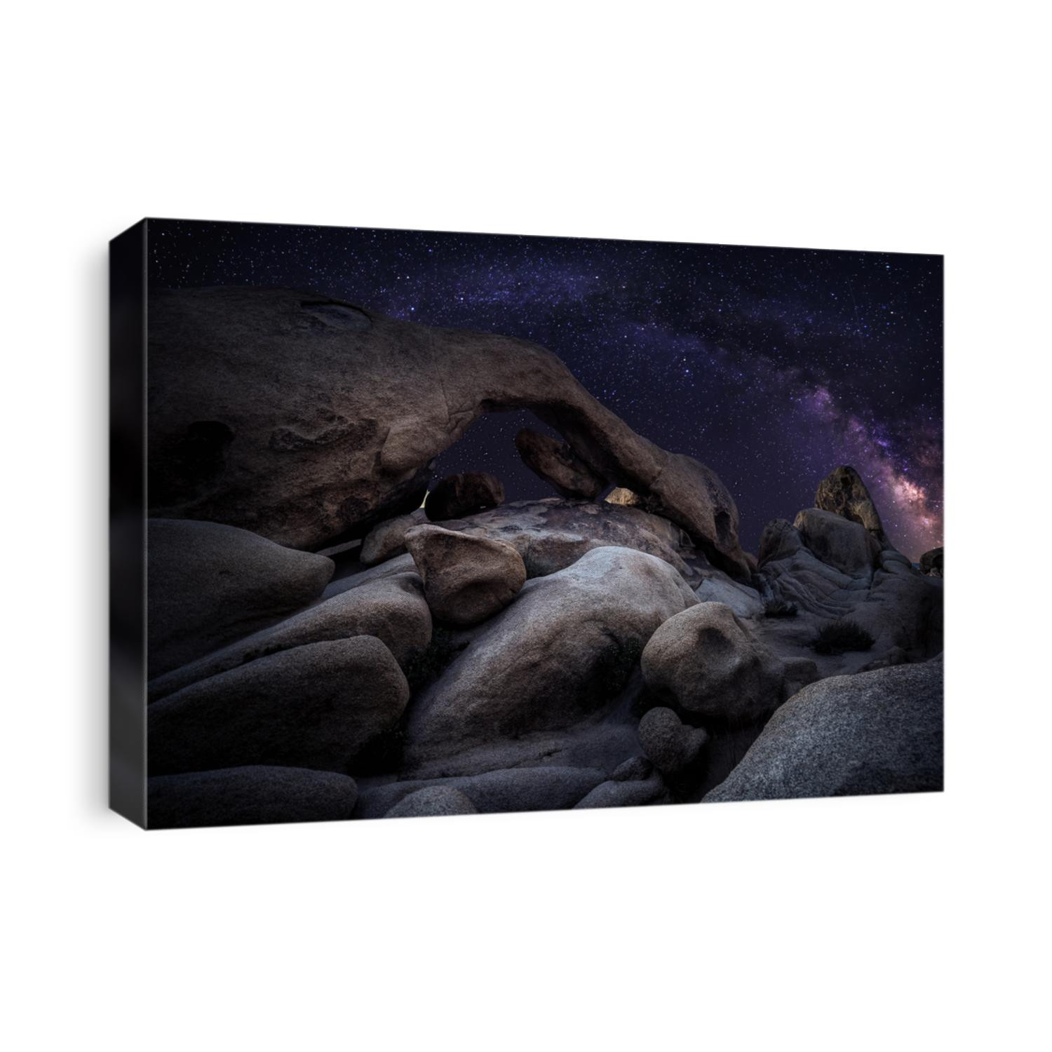 View of the Milky Way Galaxy at the Joshua Tree National Park.  The image is an hdr of astro photography photographed at night.  It depicts science and the divine heaven.