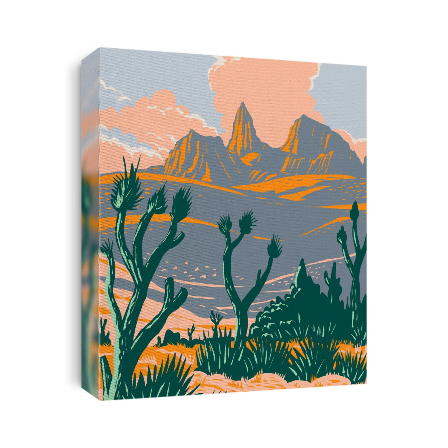 Castle Mountains National Monument located in the Mojave Desert and San Bernardino County California WPA Poster Art
