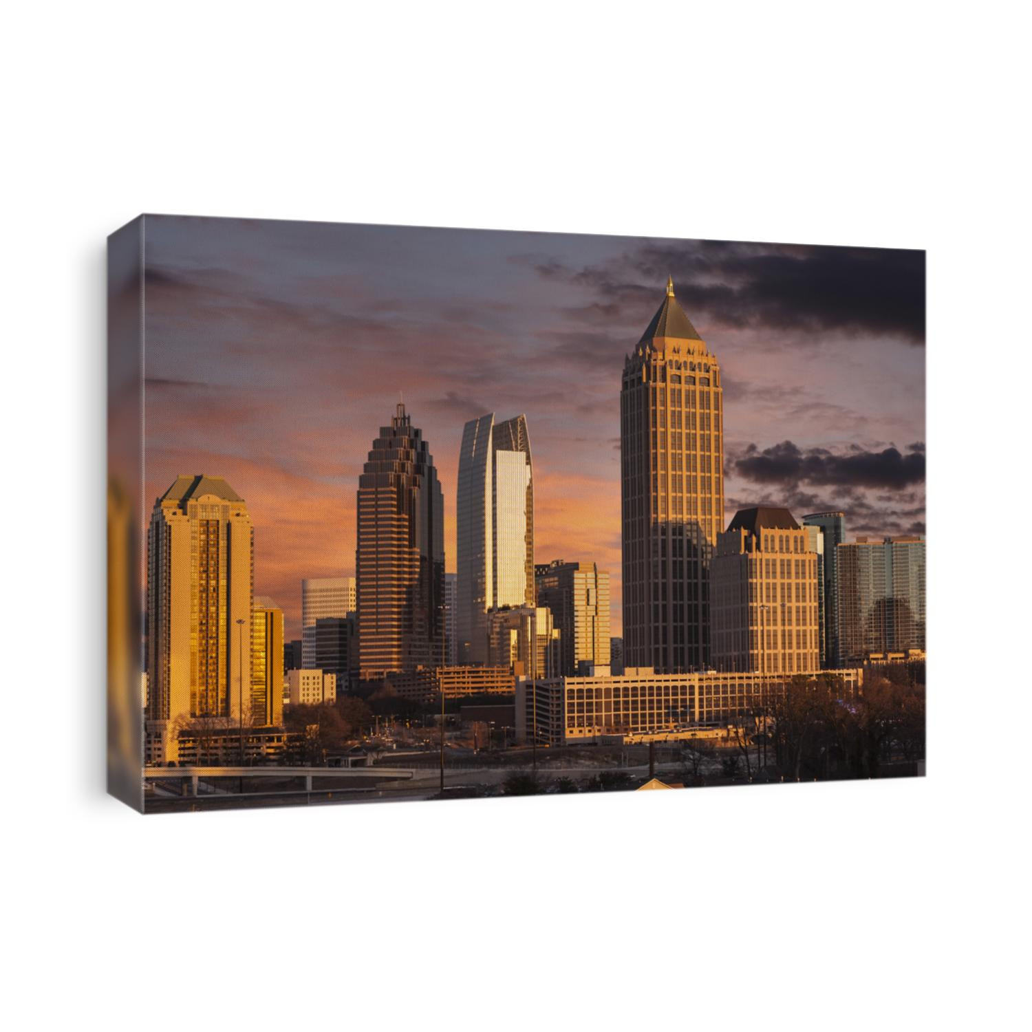 Atlanta Georgia skyline with sunset dusk sky
