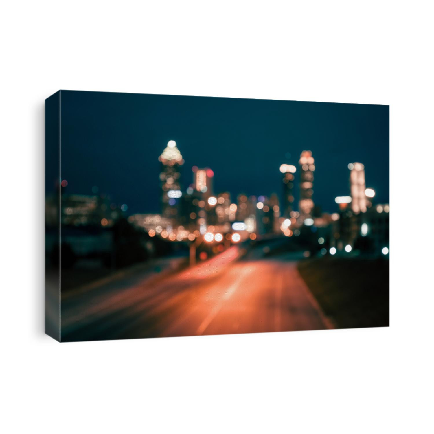Bokeh lights of modern city skyline. Atlanta, Georgia, USA