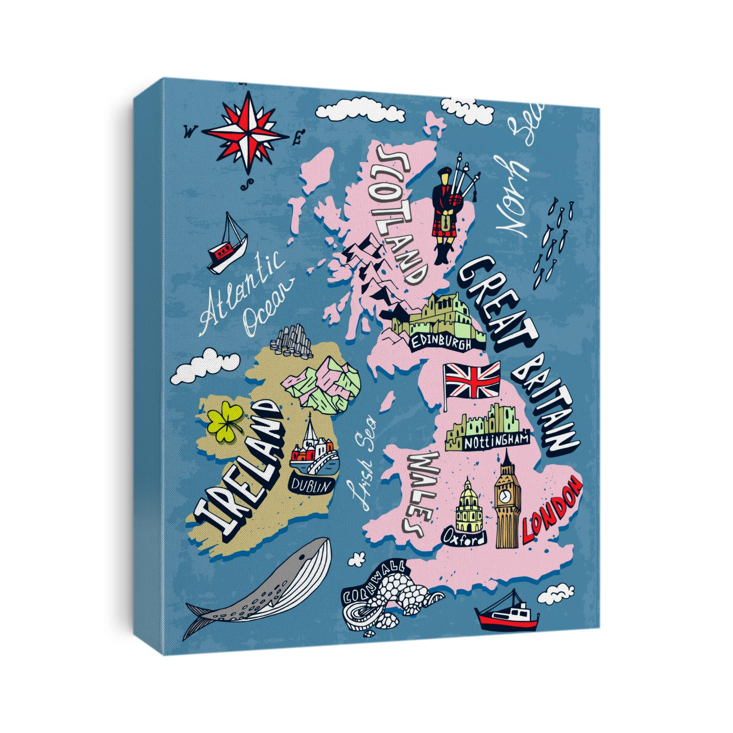 Illustrated map of the UK and Ireland