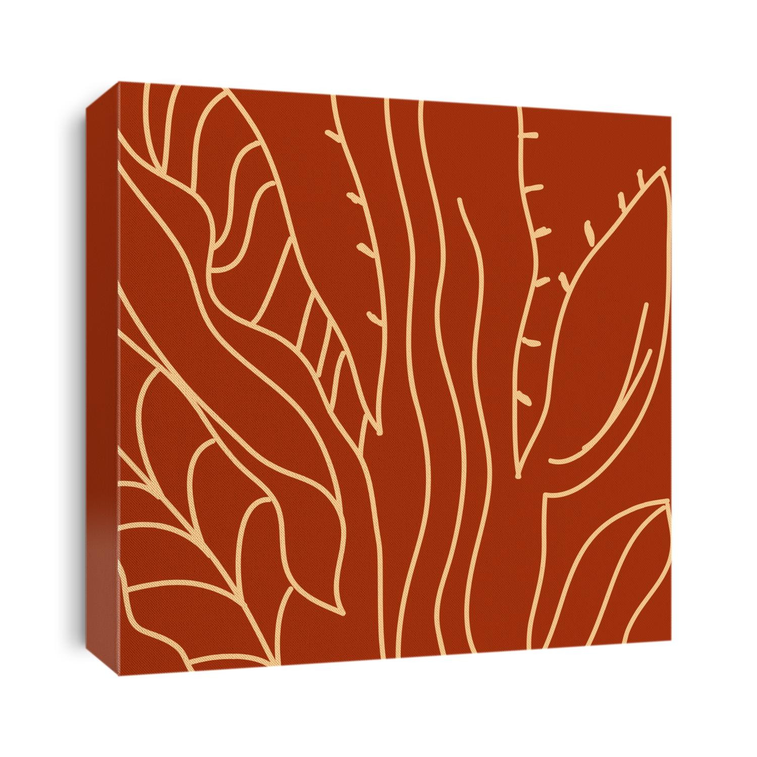 Minimalist vector drawing of cacti. Cactus on brown background. Line art. For cards, posters, stationery.