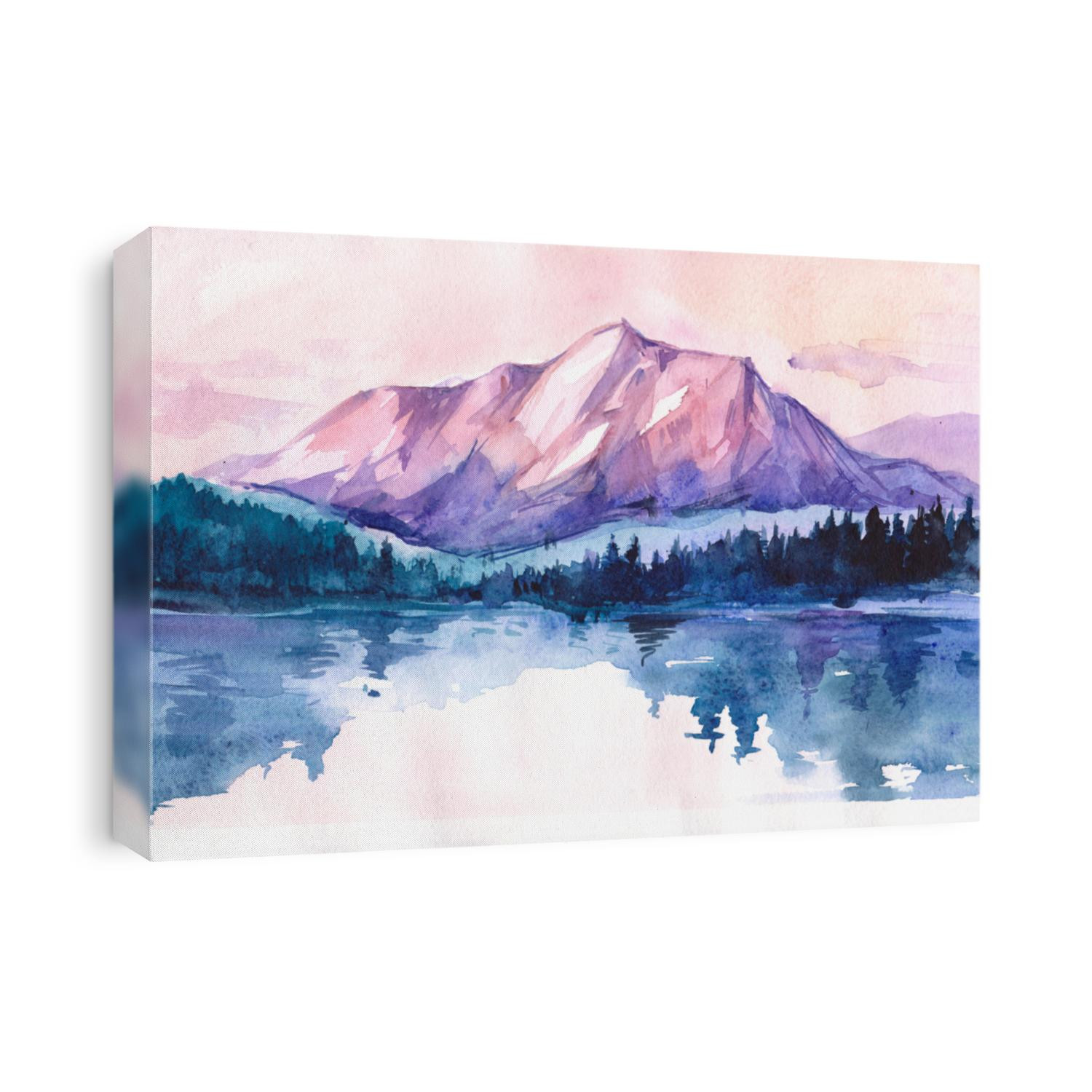 Watercolor Mountains. Hand drawn illustration