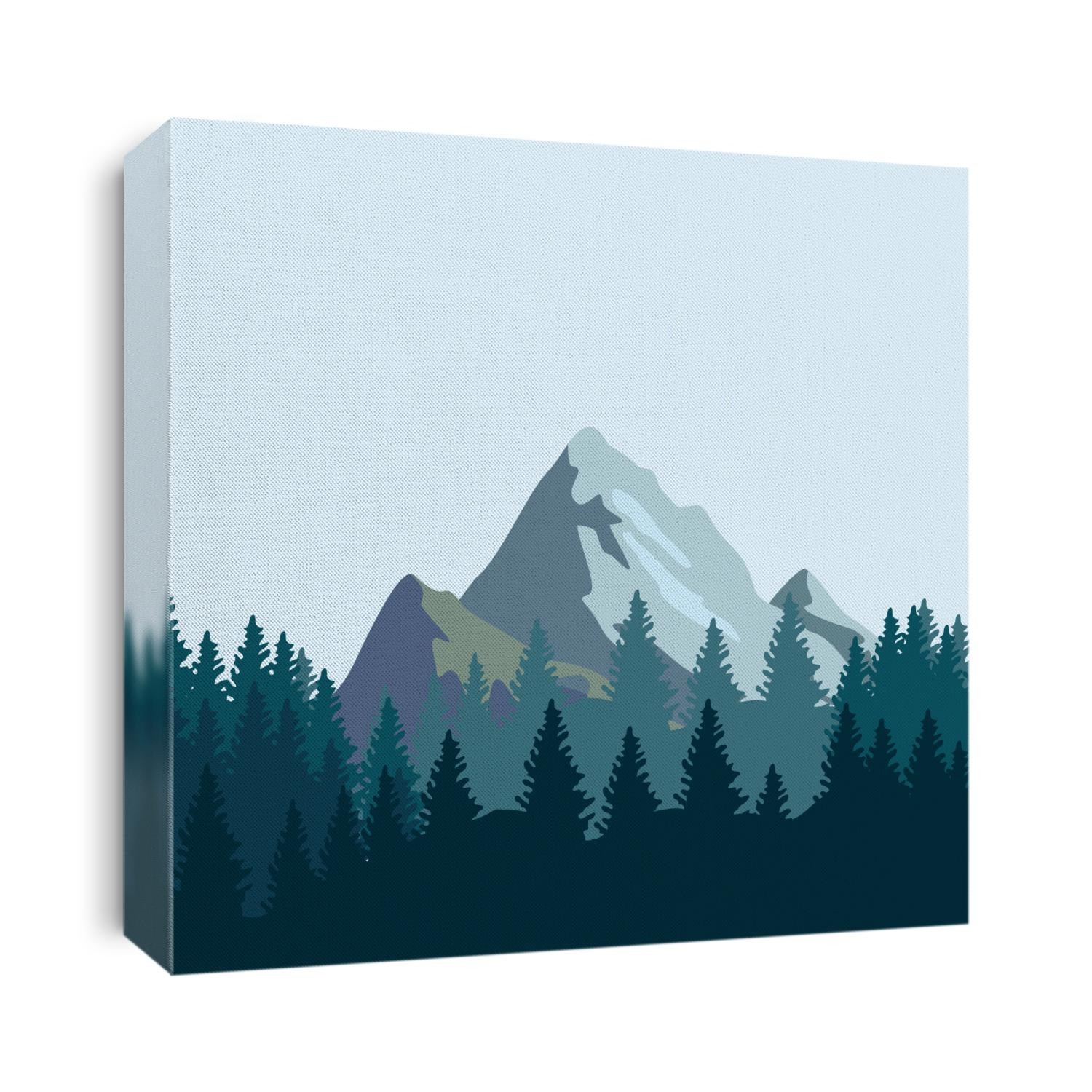 View of the mountain with pine trees. Smooth mountain background. Outdoor and hiking concepts. Vector illustration.