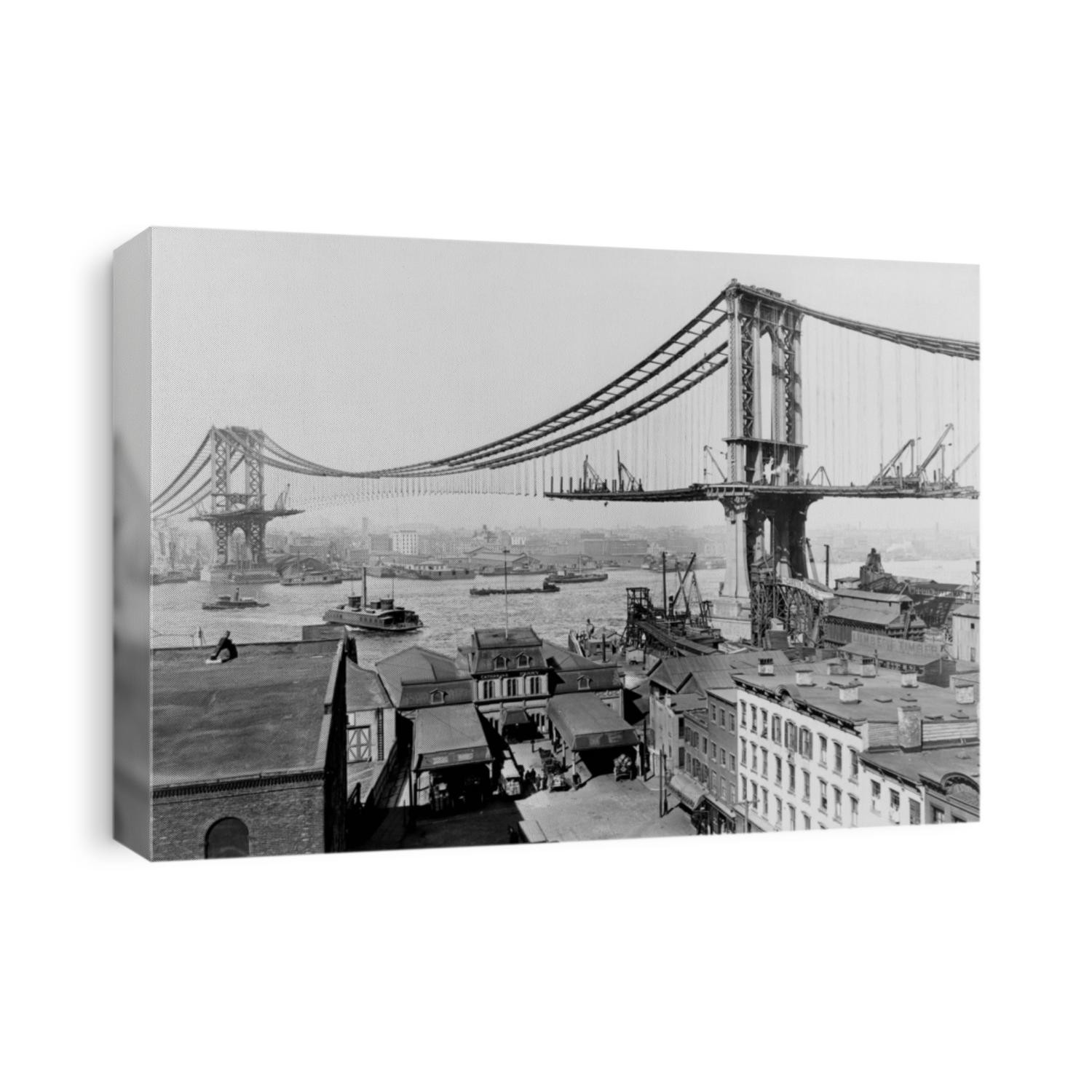 Manhattan Bridge under construction in 1909. The bridge spanned the east River from Manhattan's Canal Street to Flatbush Avenue in Brooklyn.