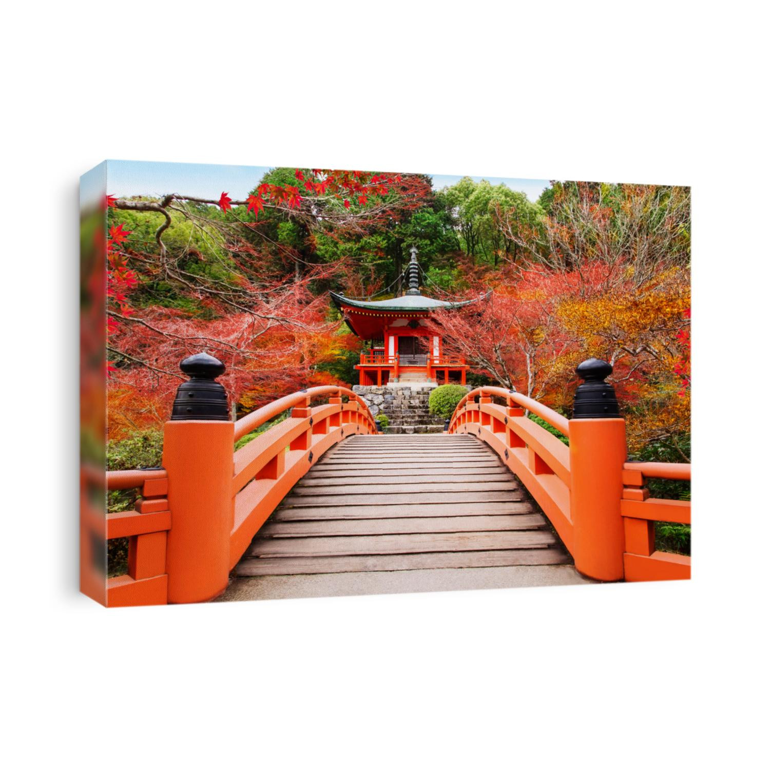 Japanese autumn fall. Kyoto Daigoji temple. Famous temple with autumn color leaves and cherry blossom in spring in Kyoto