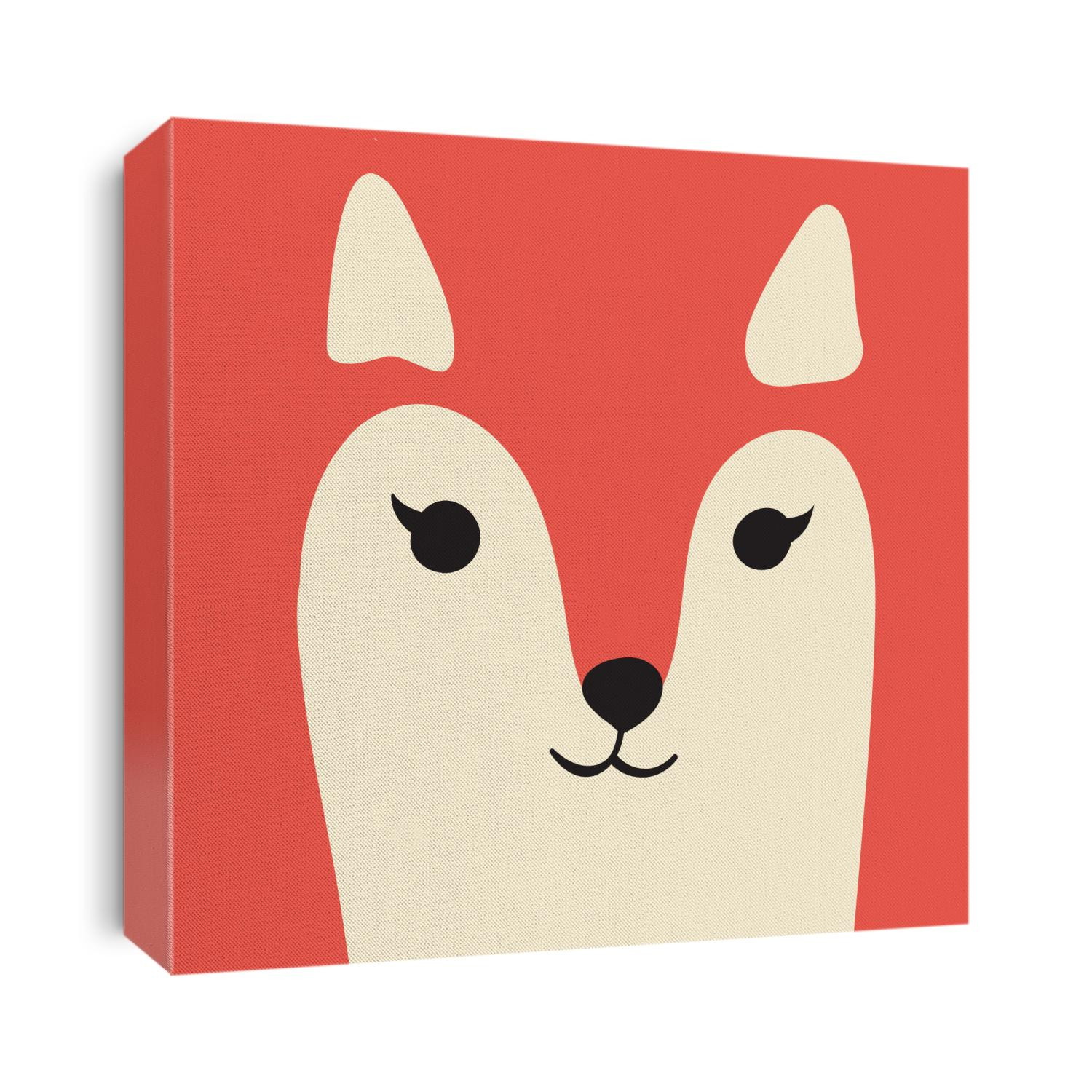 Cute ginger fox cartoon animal portrait with smiling face red animal head card with copy space vector illustration