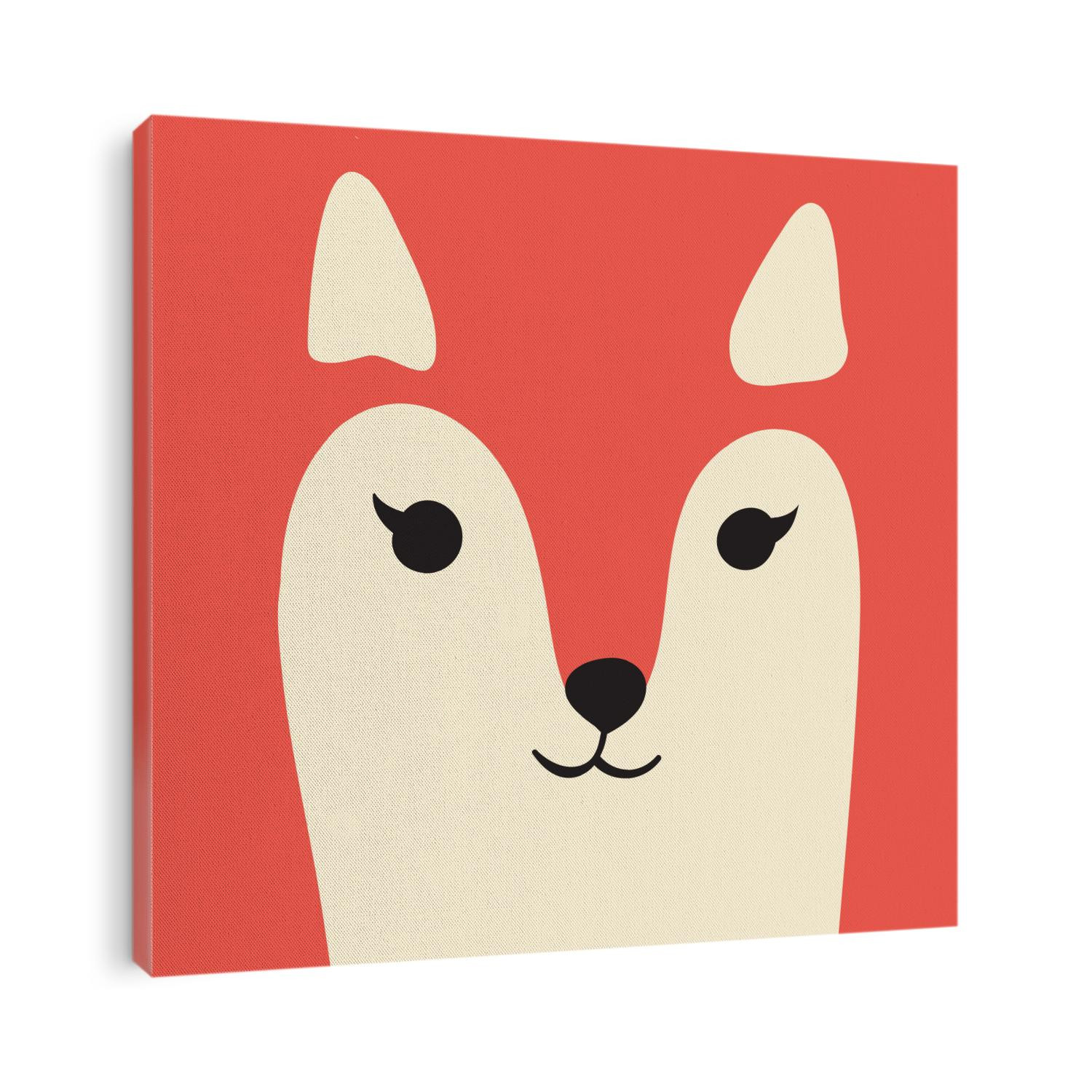 Cute ginger fox cartoon animal portrait with smiling face red animal head card with copy space vector illustration