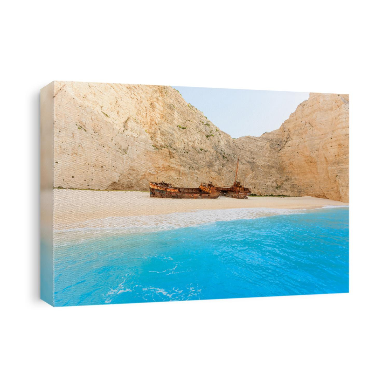 landscape of the beautiful beach with shipwreck in the island of Zante in Greece