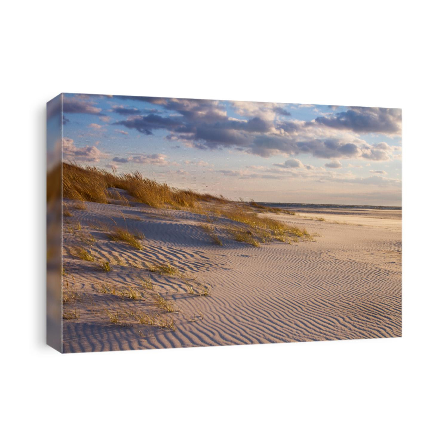 Far Rockaway beach, sand dunes on beach, empty beach during sundown, beautiful beach in nature at the Atlantic Ocean