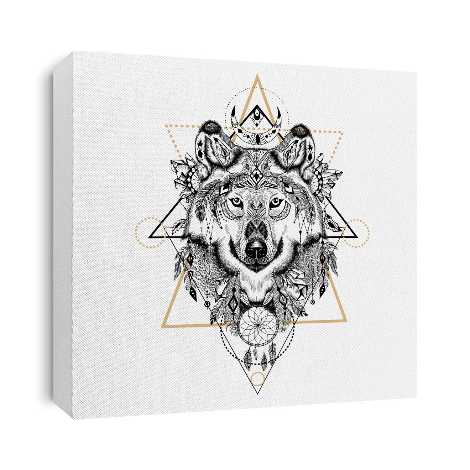 Detailed Wolf in aztec style