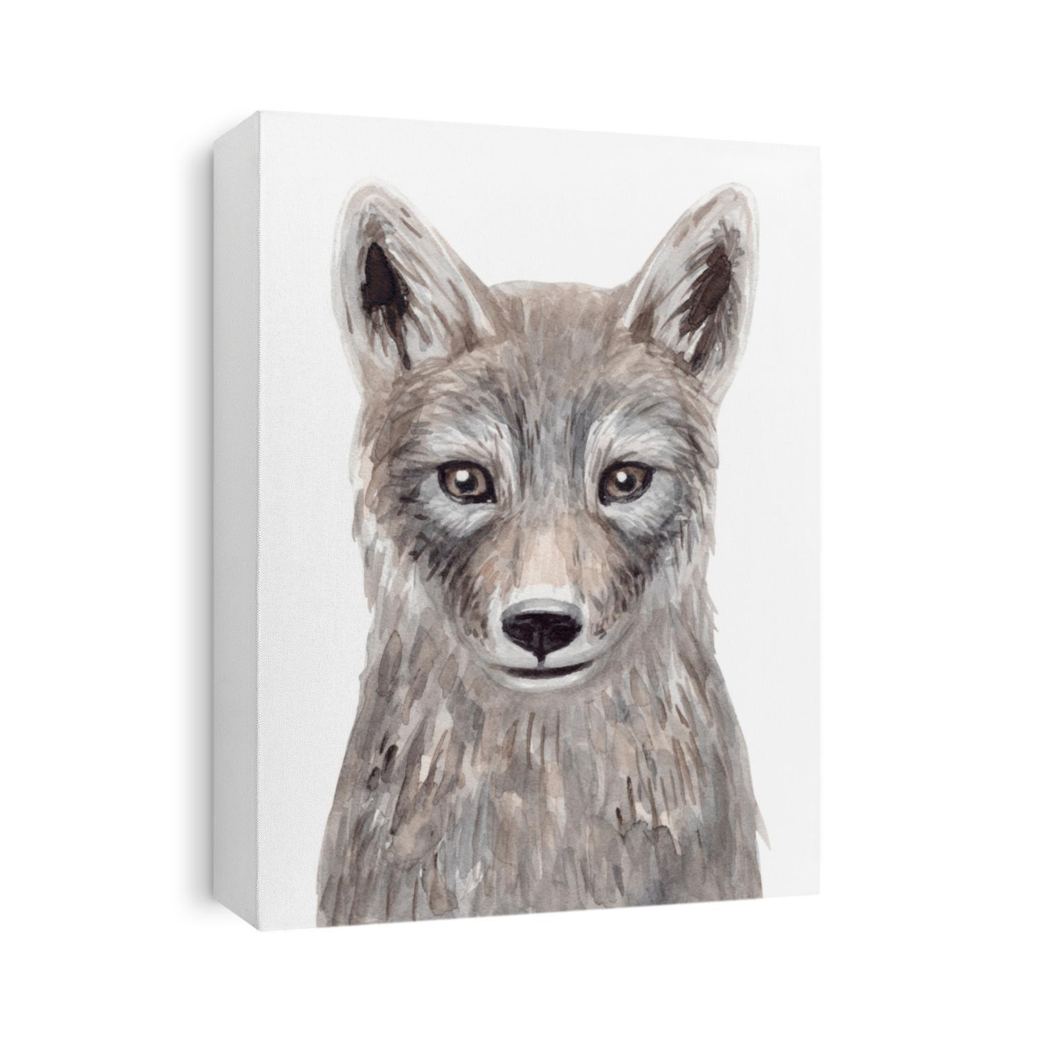 Watercolor portrait of wolf. Illustration isolated on white background