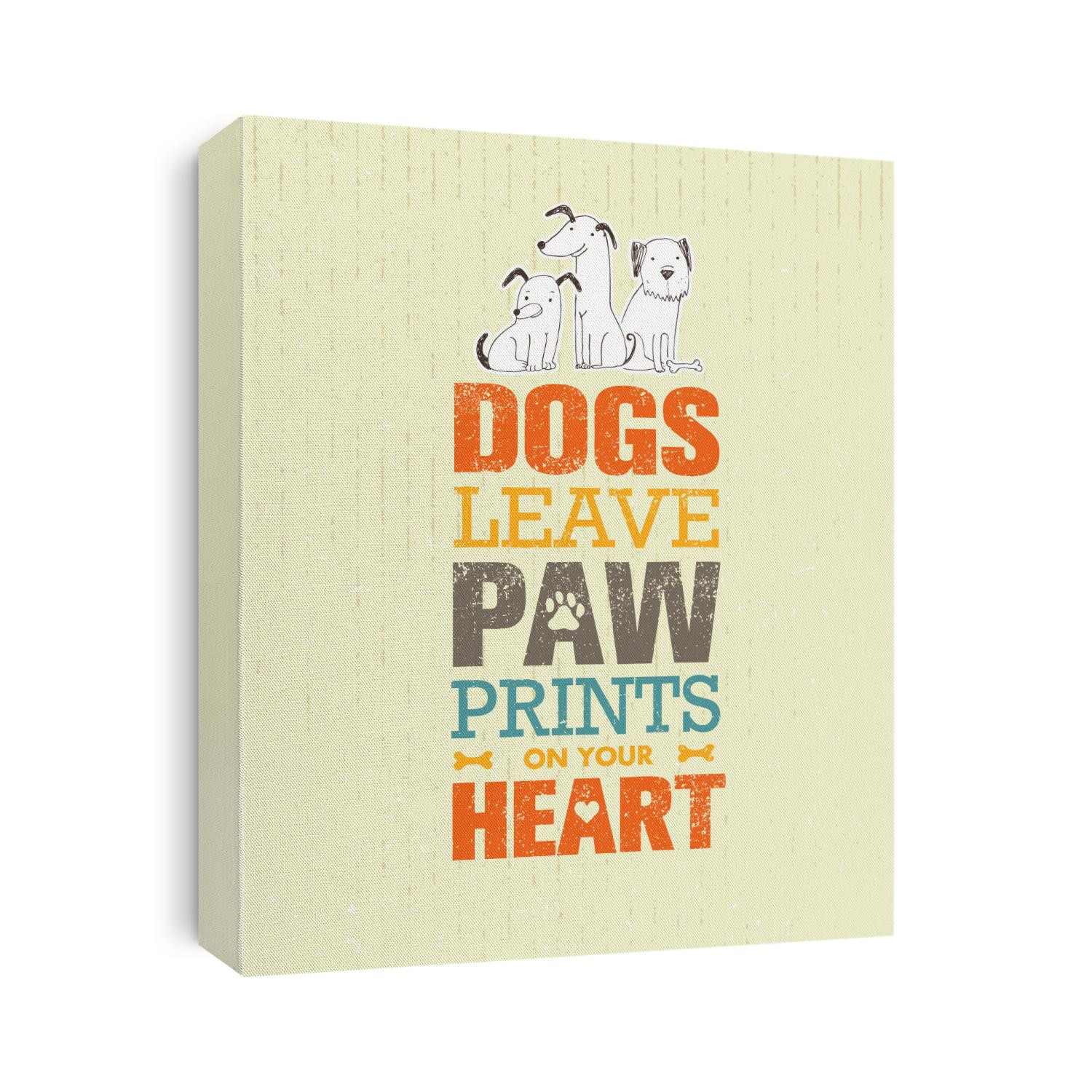 Dogs Leave Paw Prints On Your Heart. Outstanding Quote Cute Vector Concept on Recycled Cardboard Background