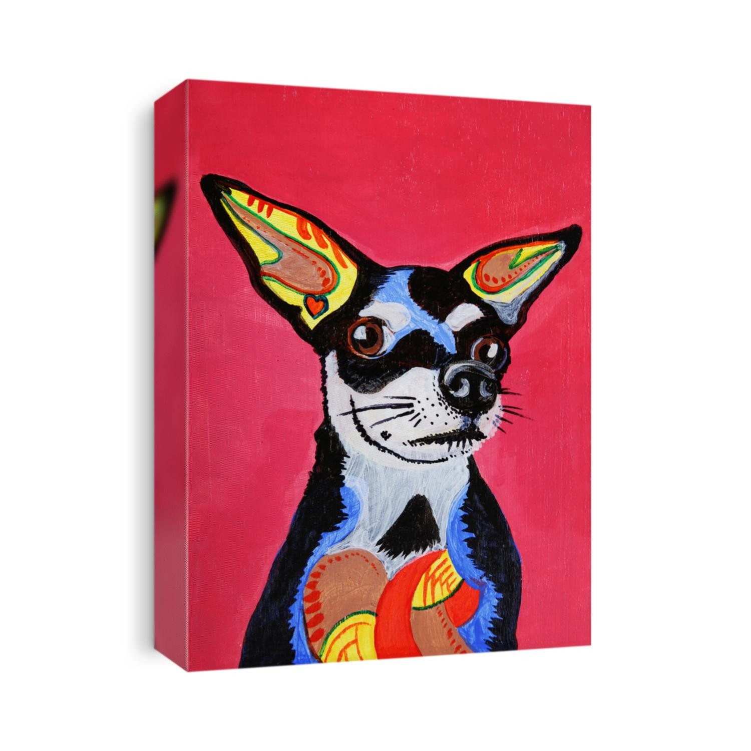 Zentangle stylized chihuahua painting on wood. Hand Drawn doodle illustration using markers for the outlines. good for products like tee shirts, magnets or greeting cards