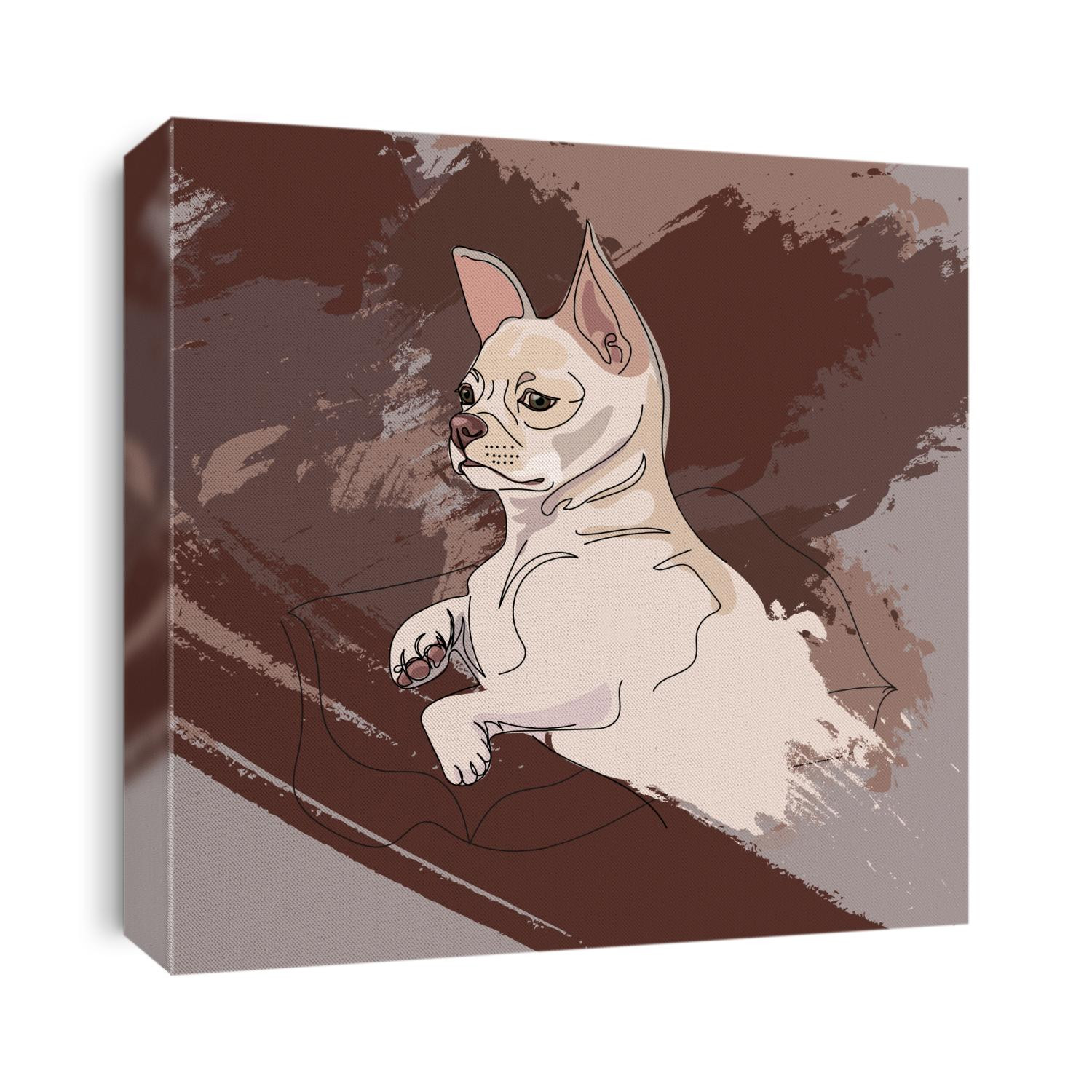 Chihuahua sketch, companion dog, doggie lies, cute puppy, vector, for postcards, for printing on stickers, funny Pet, with a smart look