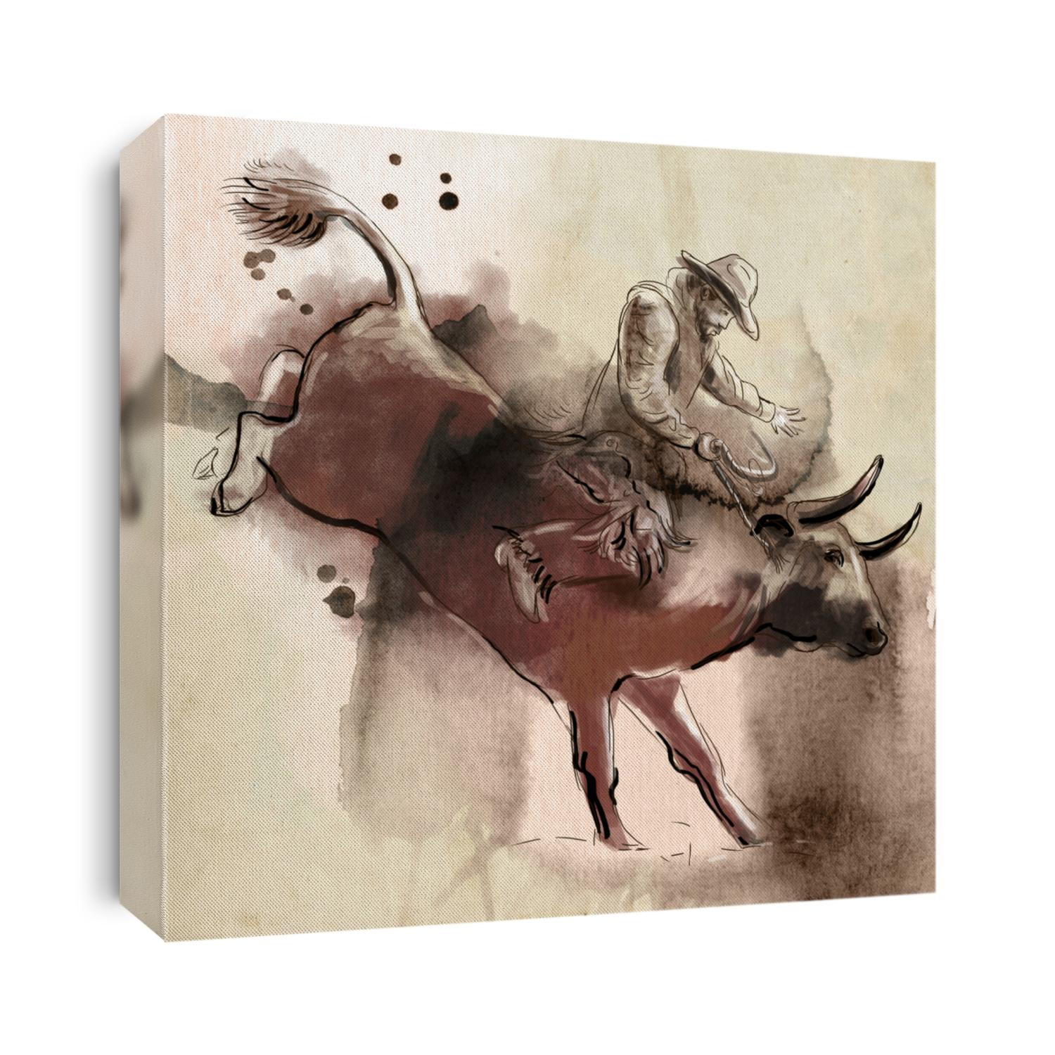 Rodeo. An hand drawn illustration. Freehand drawing, painting.