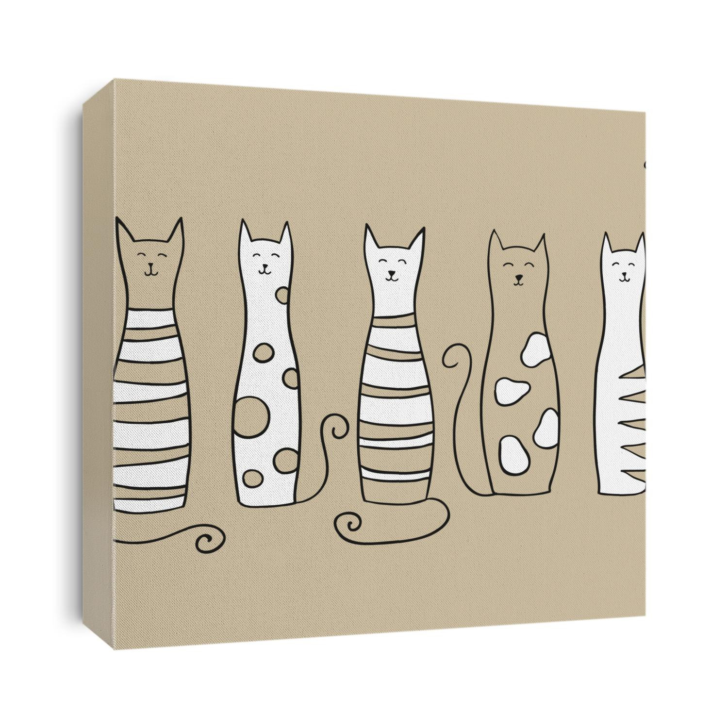Five cats. Vector illustration