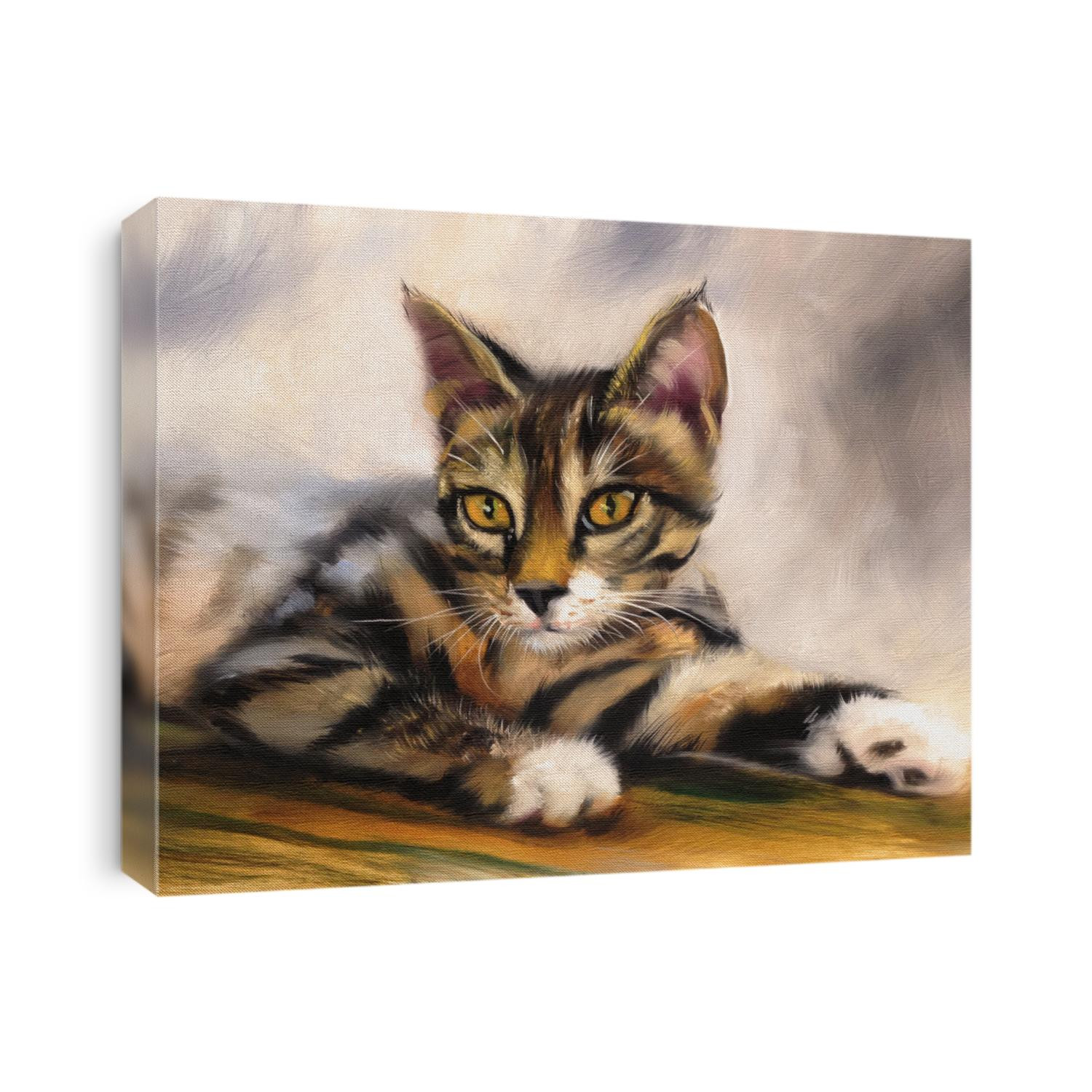 tabby kitten portrait oil painting
