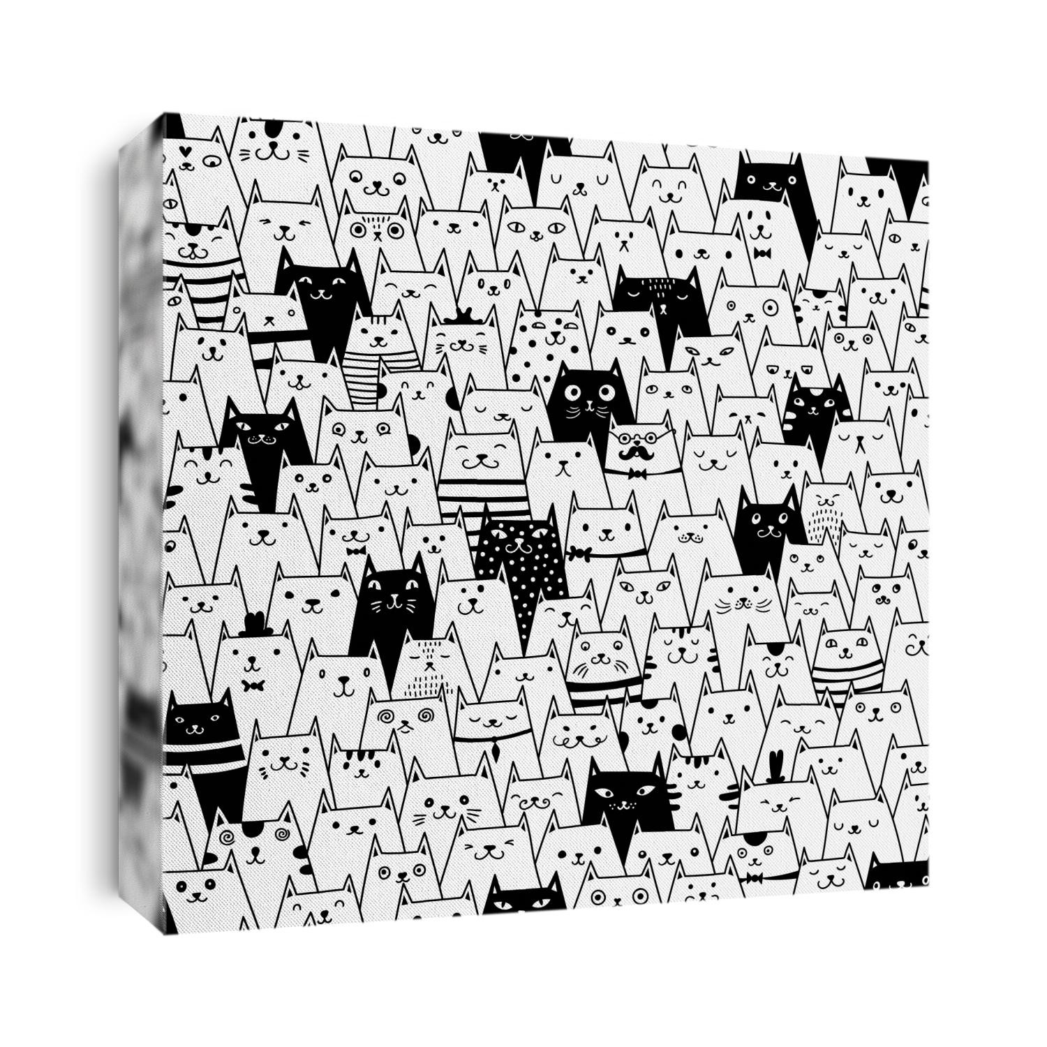 Seamless vector pattern with cute cats