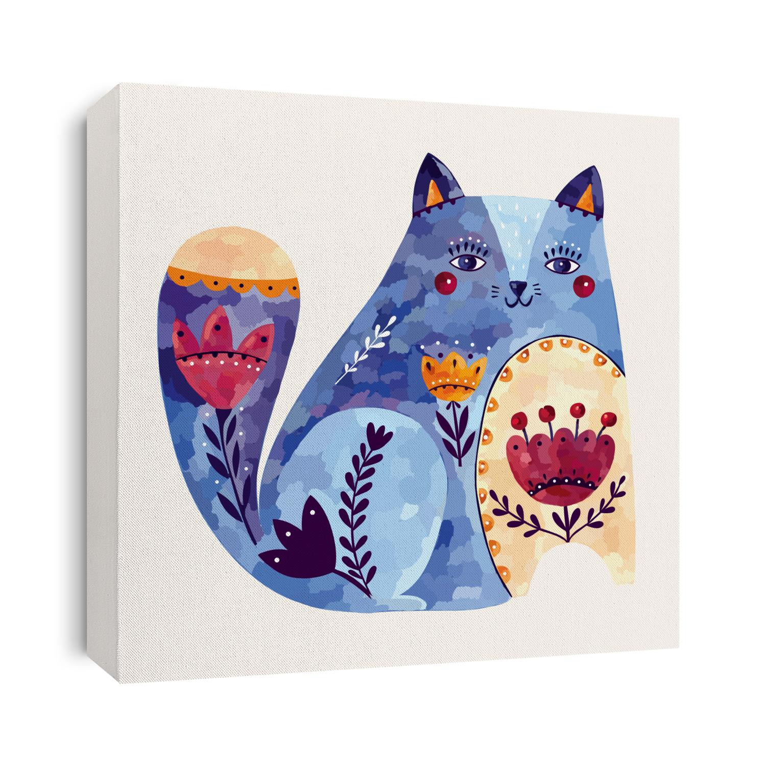 Vector art illustration with decorative cat