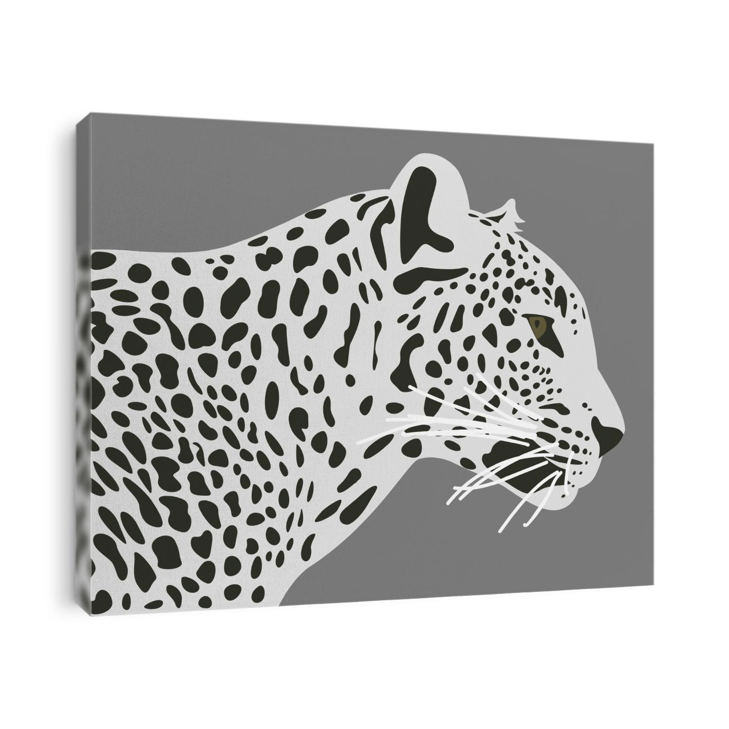 Ceylon leopard vector illustration. Side view, profile. Leopard head