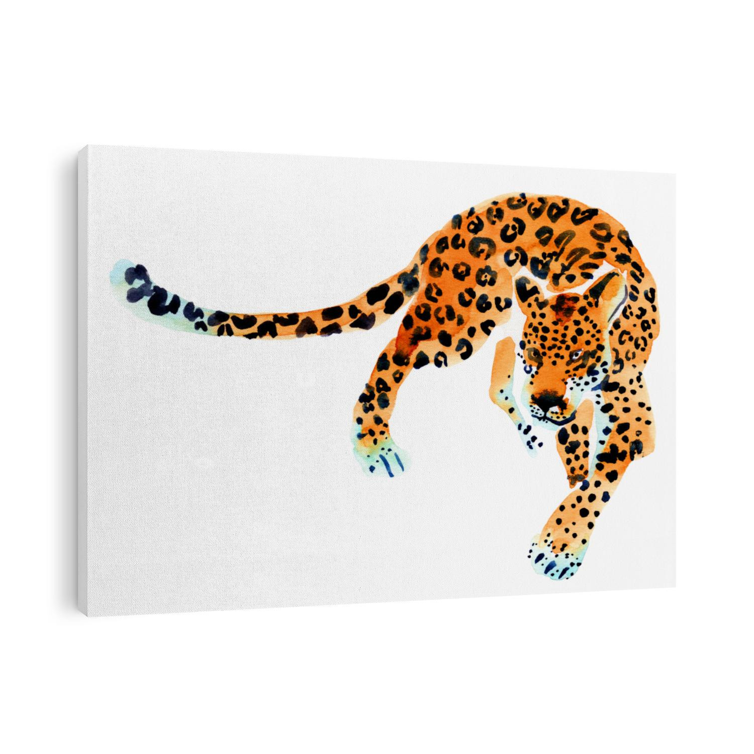 Beautiful watercolor wild cat. The jaguar.