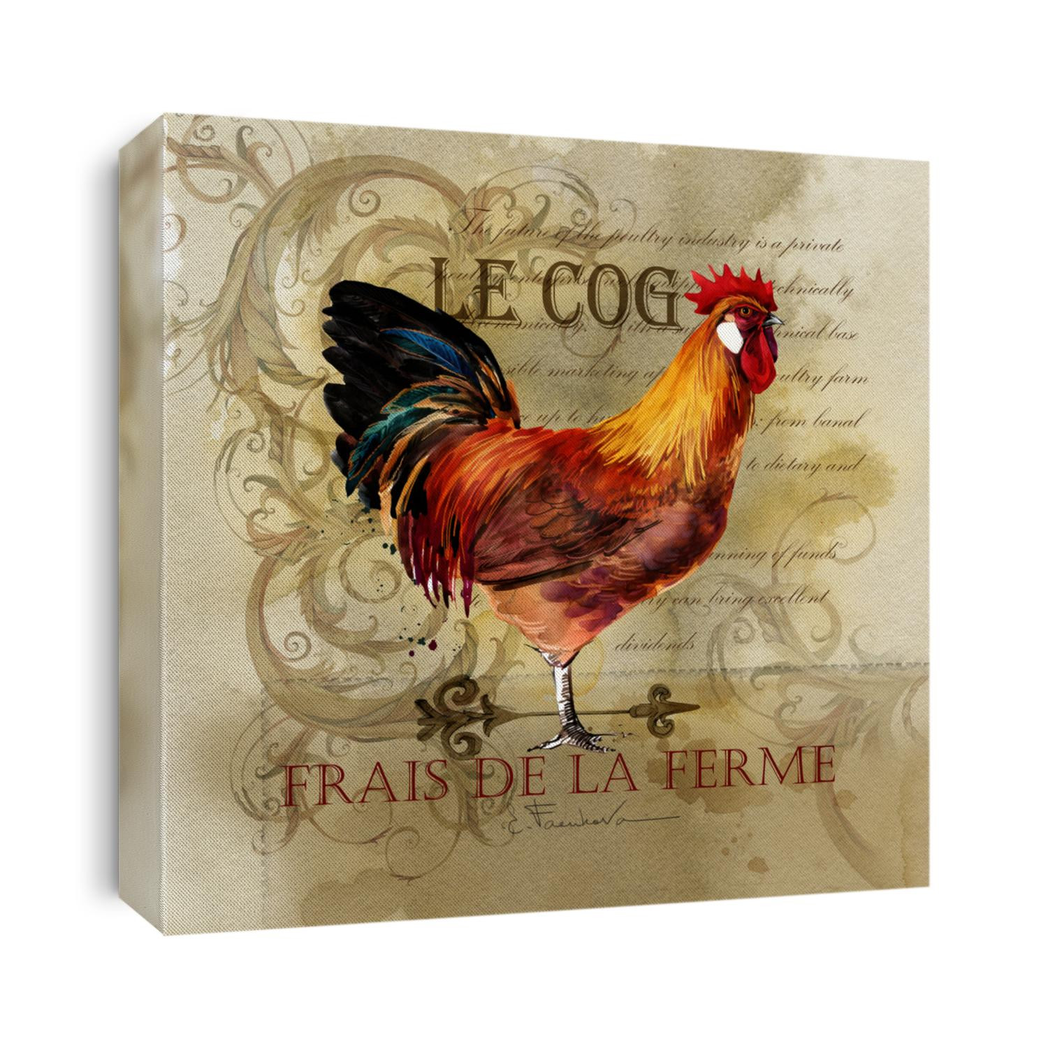 Rooster vintage poster. domestic farm birds hand drawn watercolor illustration