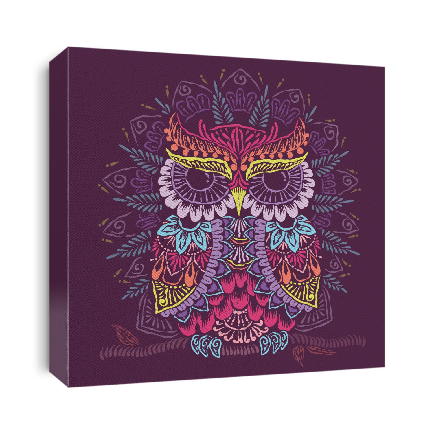 colorful owl mandala handdrawn style