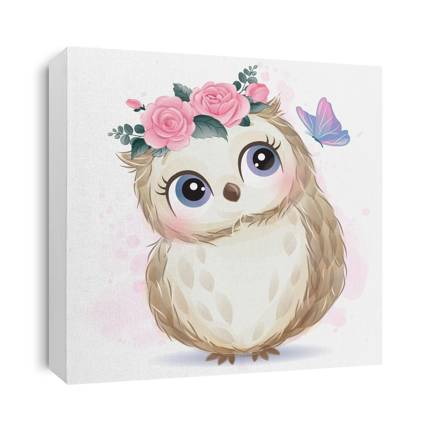 Cute owl with watercolor effect
