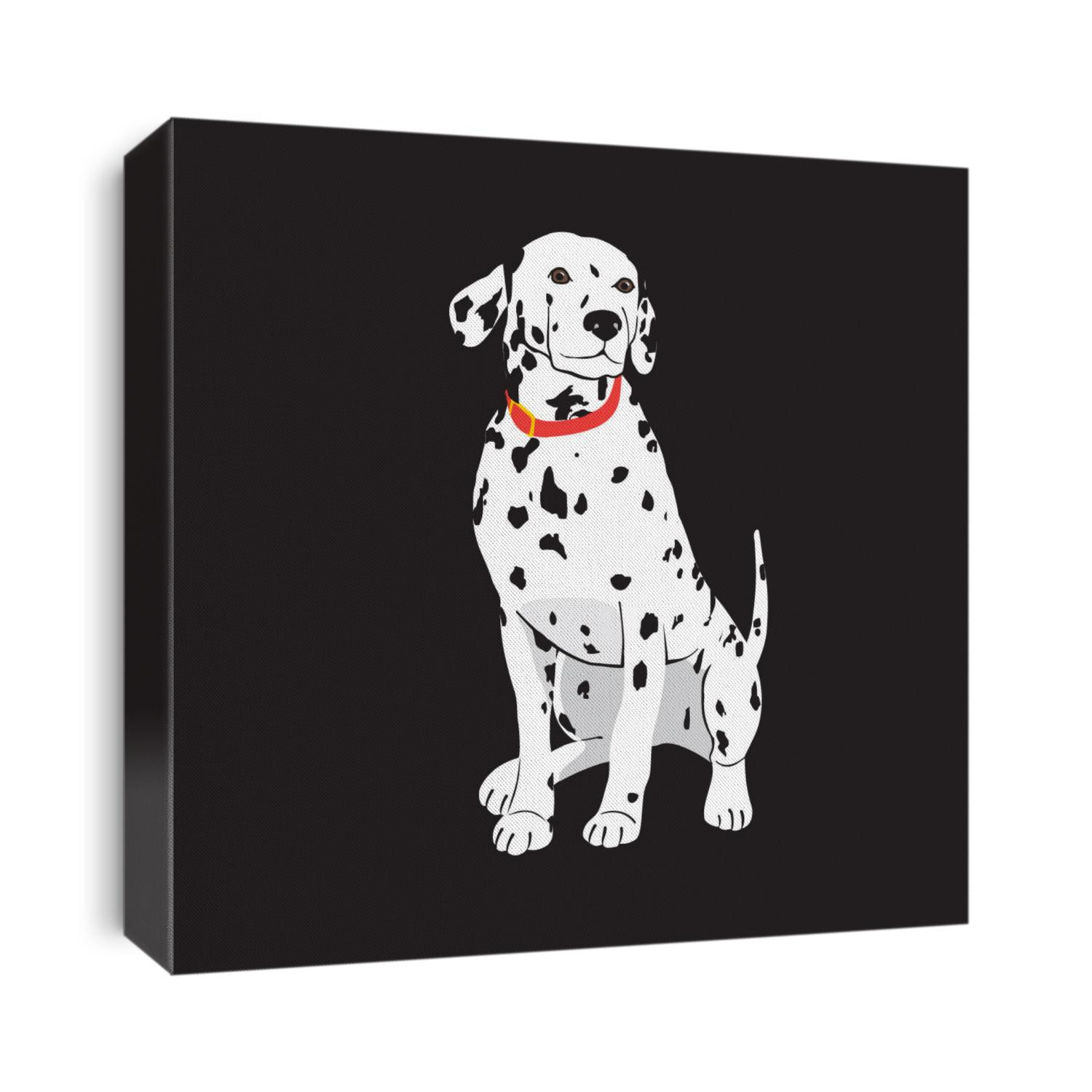 Dalmatian dog on black background, cartoon vector illustrator