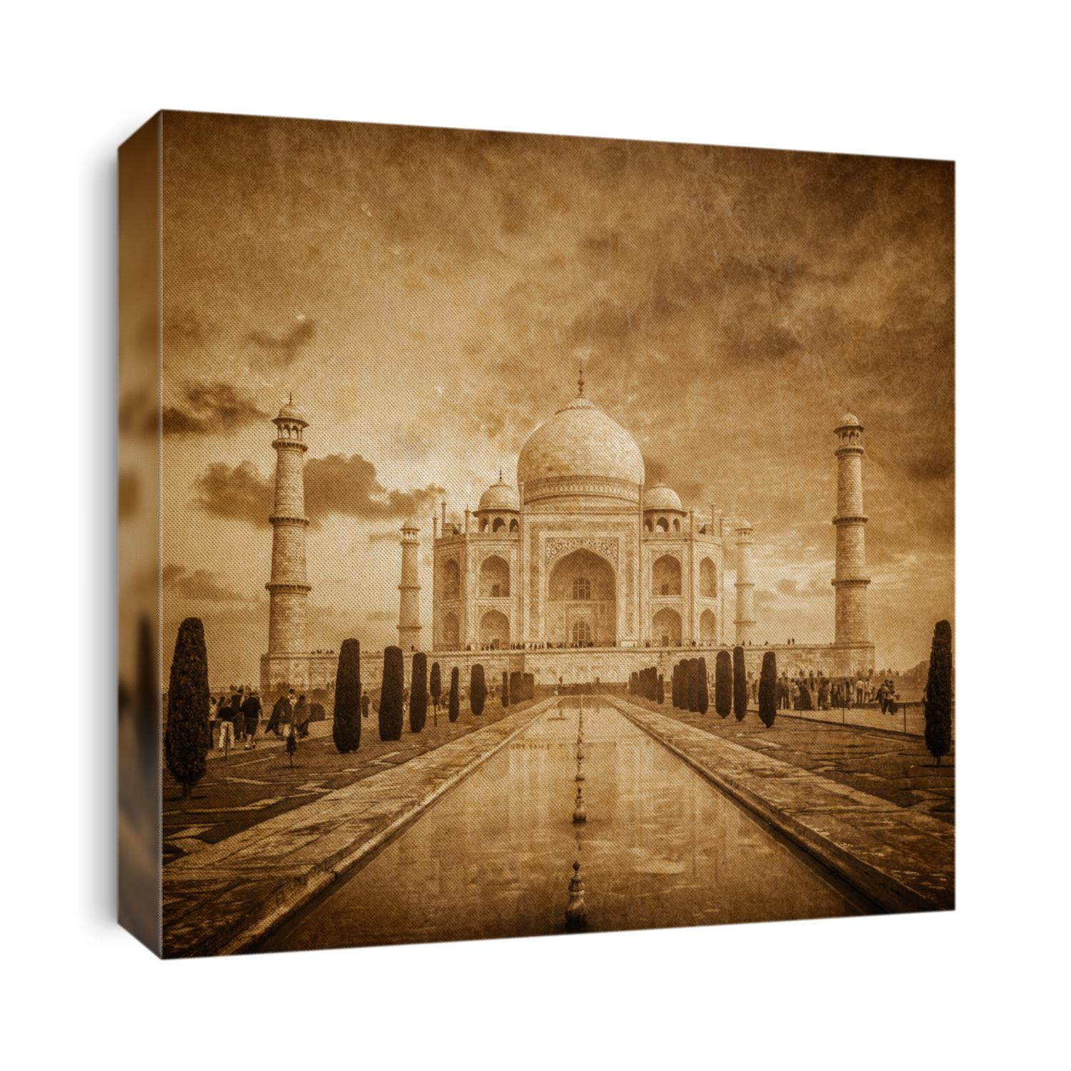 Taj Mahal vintage image. Indian Symbol - India travel background. Agra, Uttar Pradesh, India