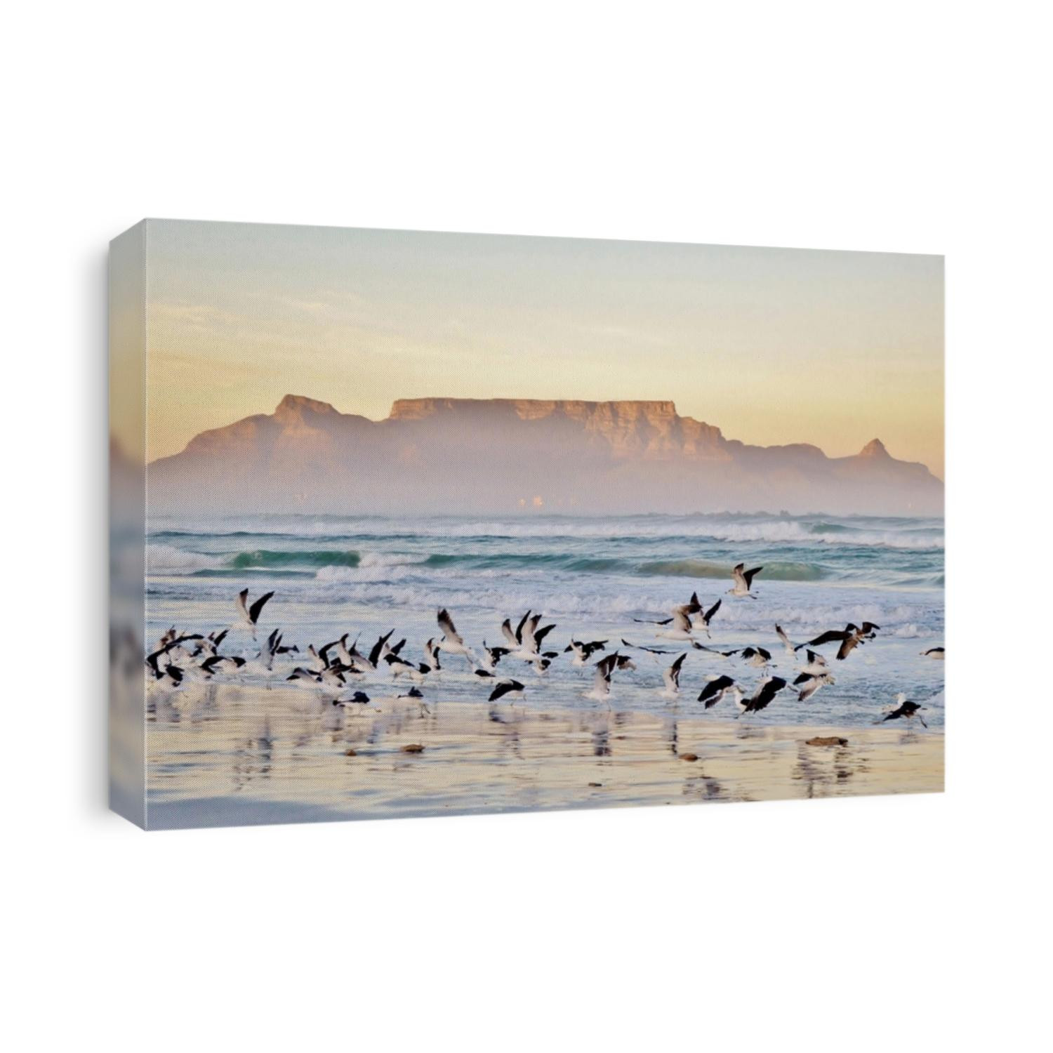 Landscape with beach and Table mountain at sunrise