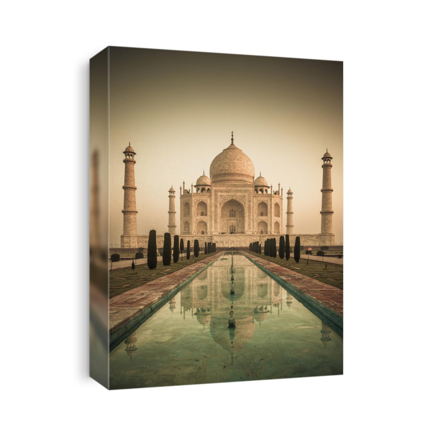 Vintage image of Taj Mahal at sunrise, Agra, India