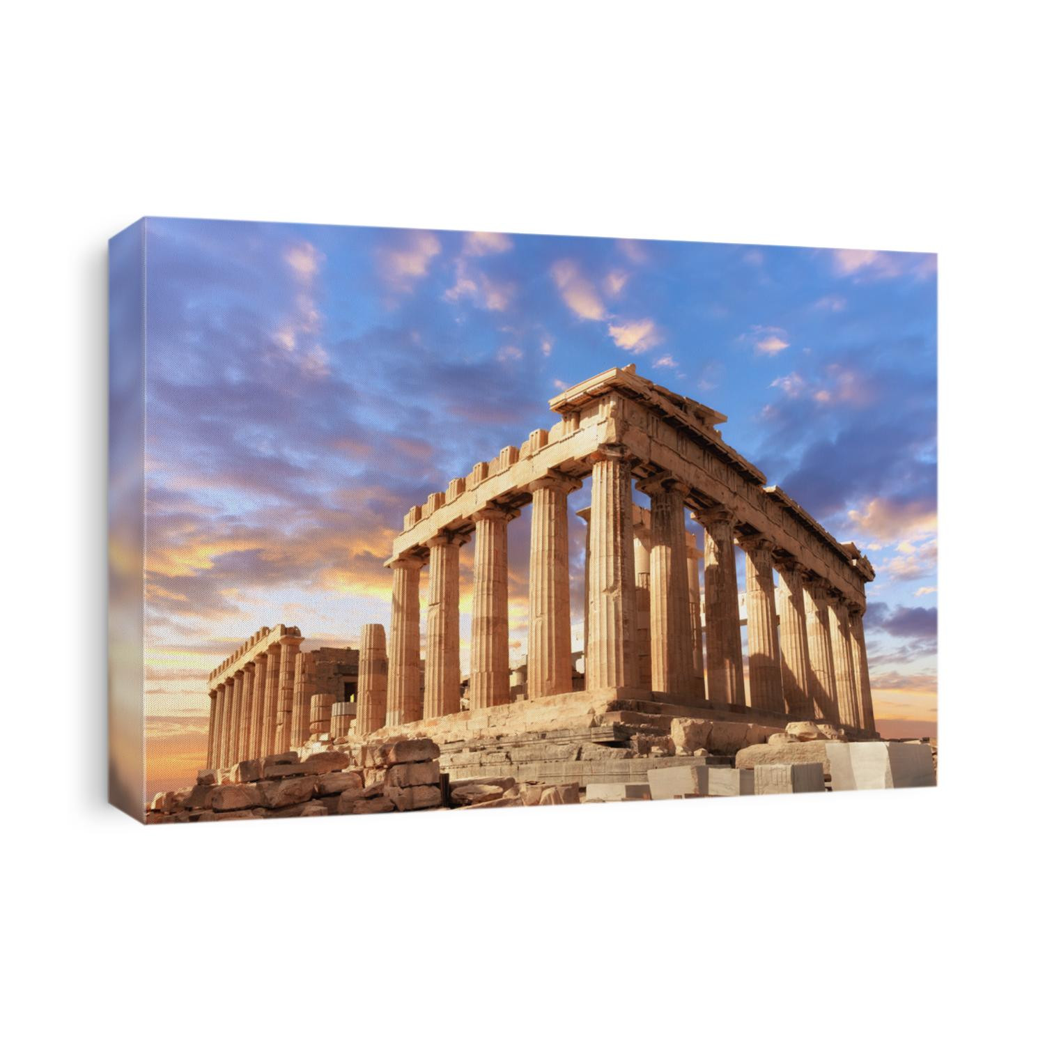 Parthenon temple on a sinset. Acropolis in Athens, Greece, This picture is toned.