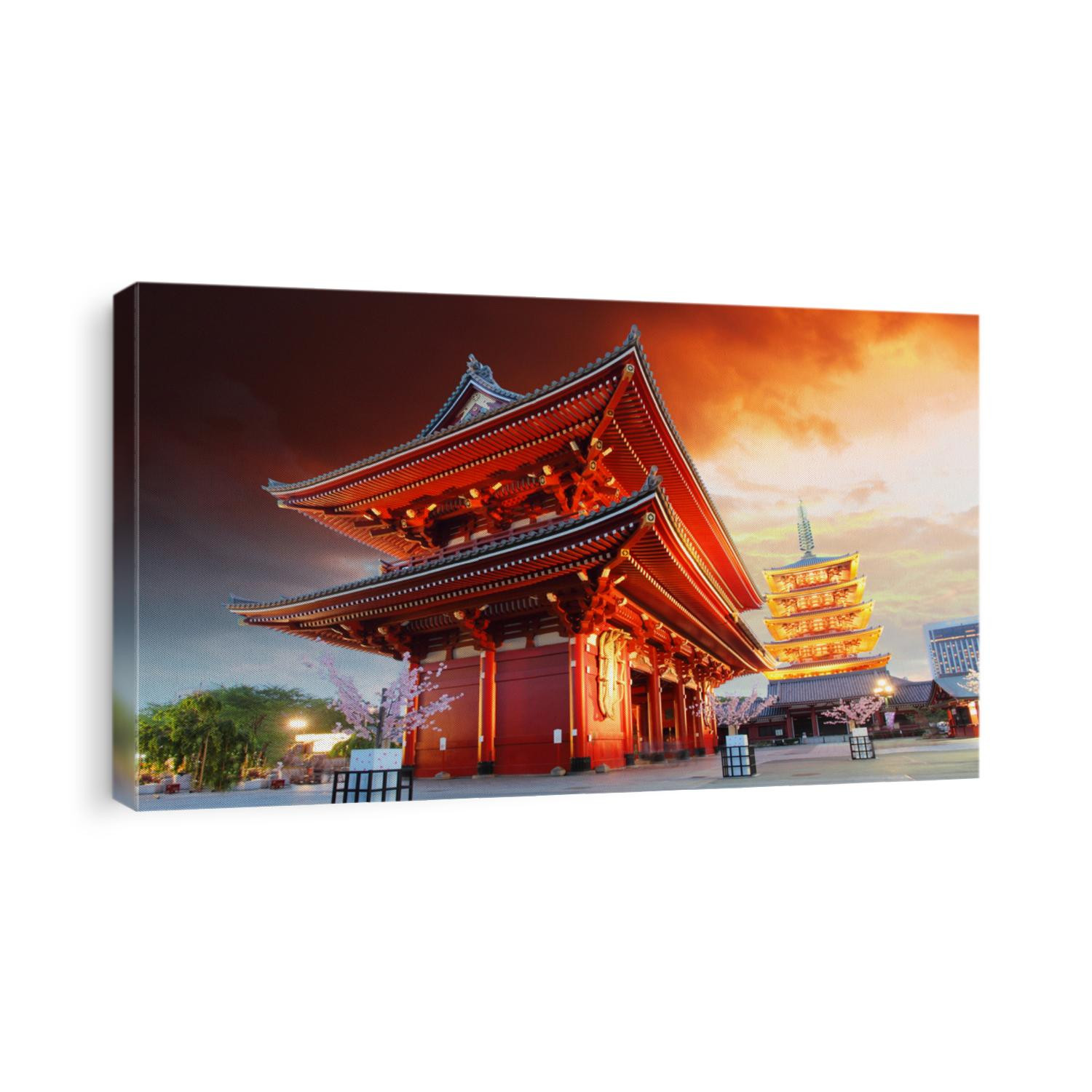 Asakusa temple with pagoda at night, Tokyo, Japan