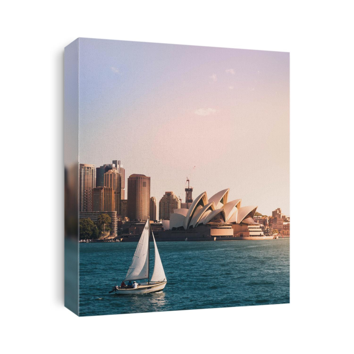 View of Sydney Opera House with sailboat 