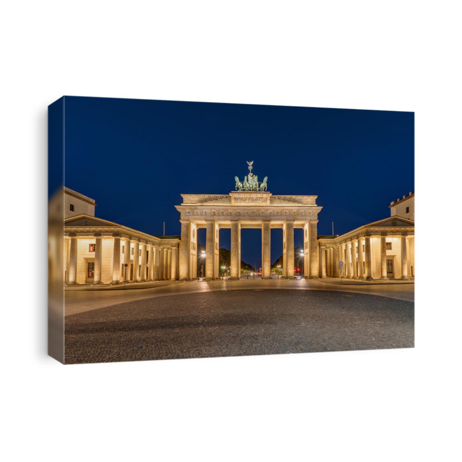 Berlin's most famous landmark, the Brandenburg Gate, at night, Germany