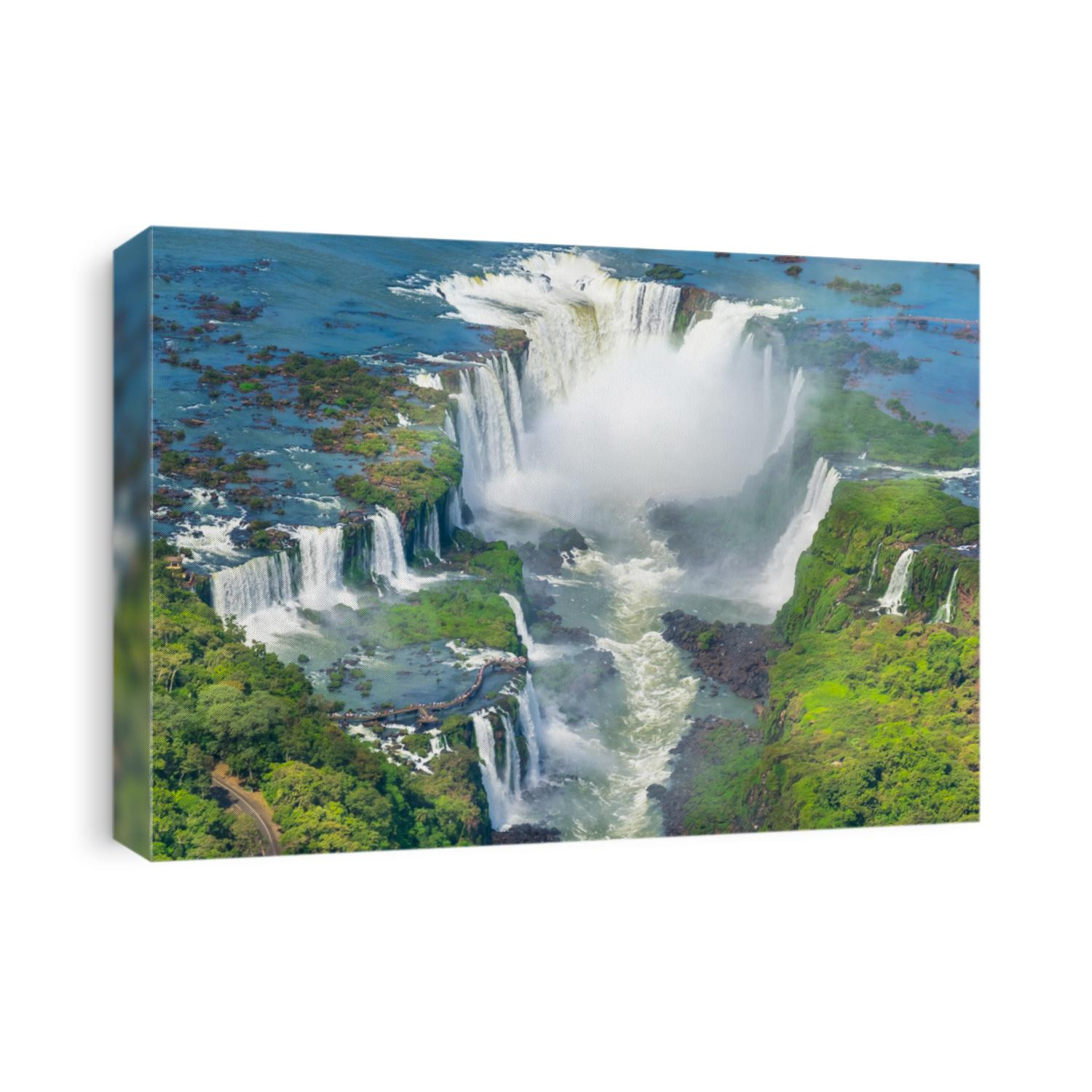 Beautiful aerial view of Iguazu Falls from the helicopter ride, one of the Seven Natural Wonders of the World - Foz do Iguaçu, Brazil