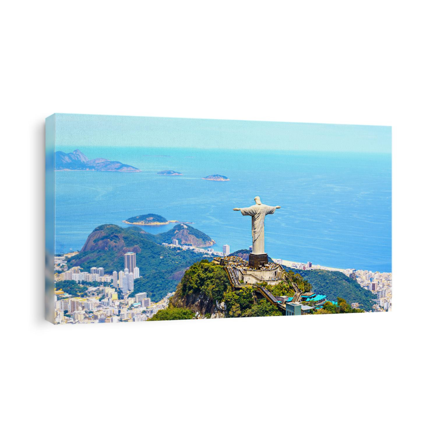 Aerial view of Rio de Janeiro with Christ Redeemer and Corcovado Mountain. Brazil. Latin America, horizontal