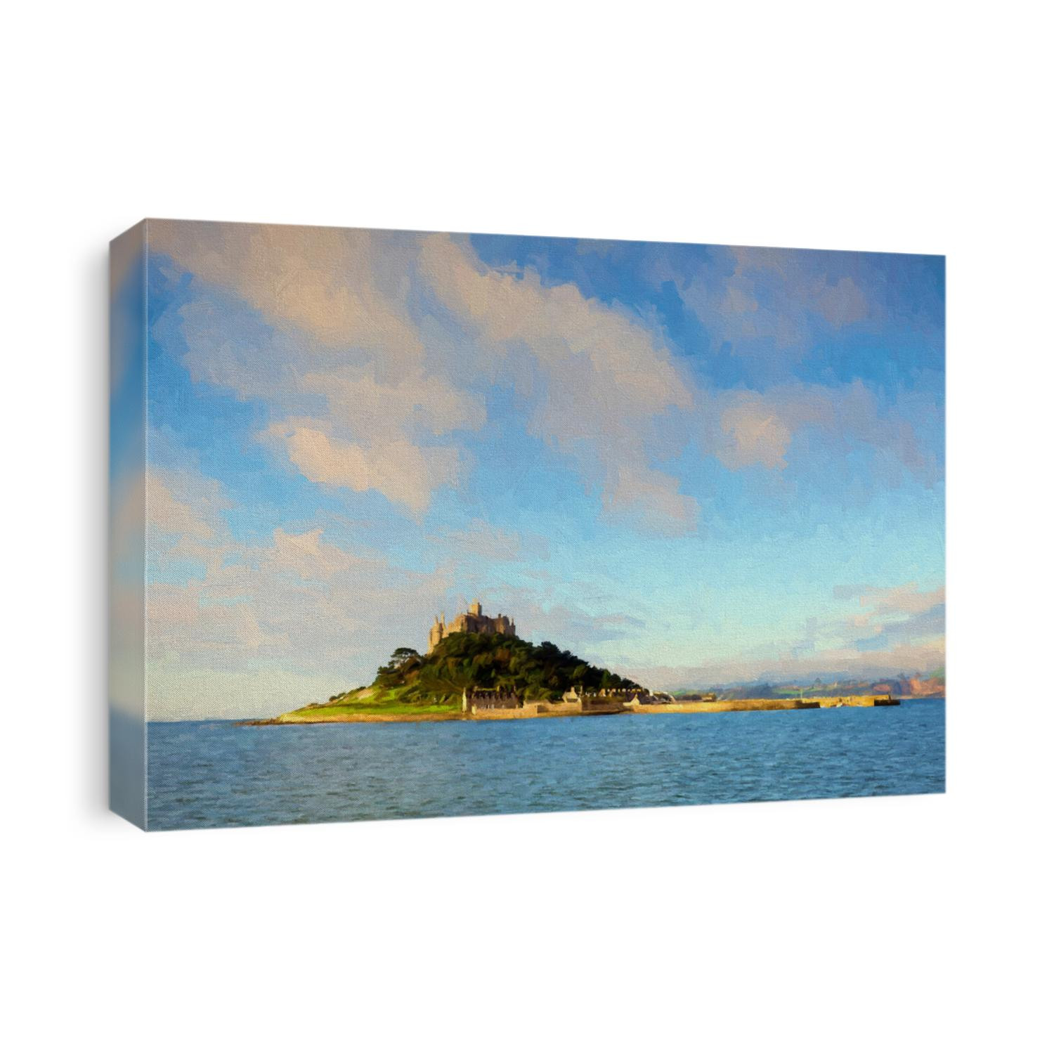 St Michaels Mount Marazion Cornwall England uk medieval castle and church on an island  in Mounts Bay illustration like oil painting