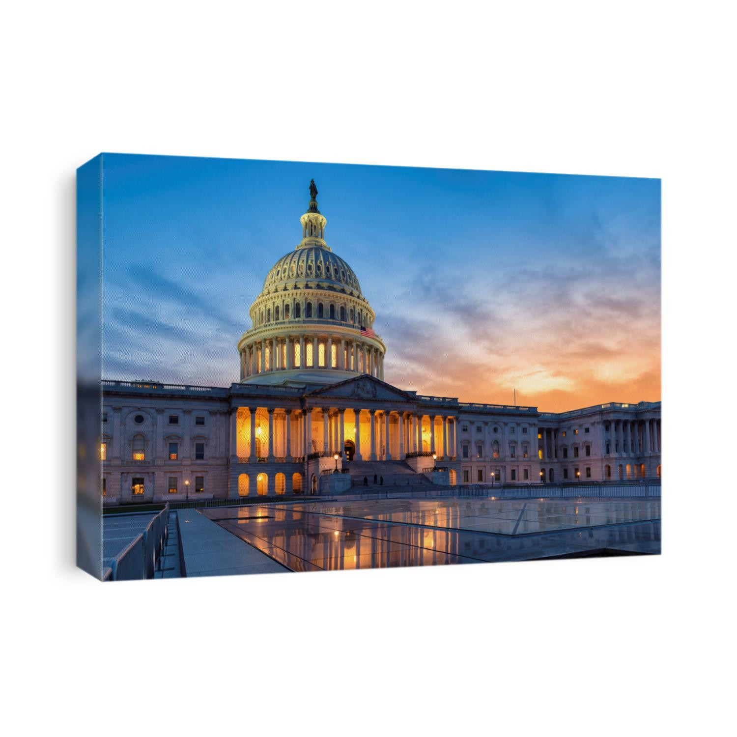 The United States Capitol building at sunset, Washington DC, USA.