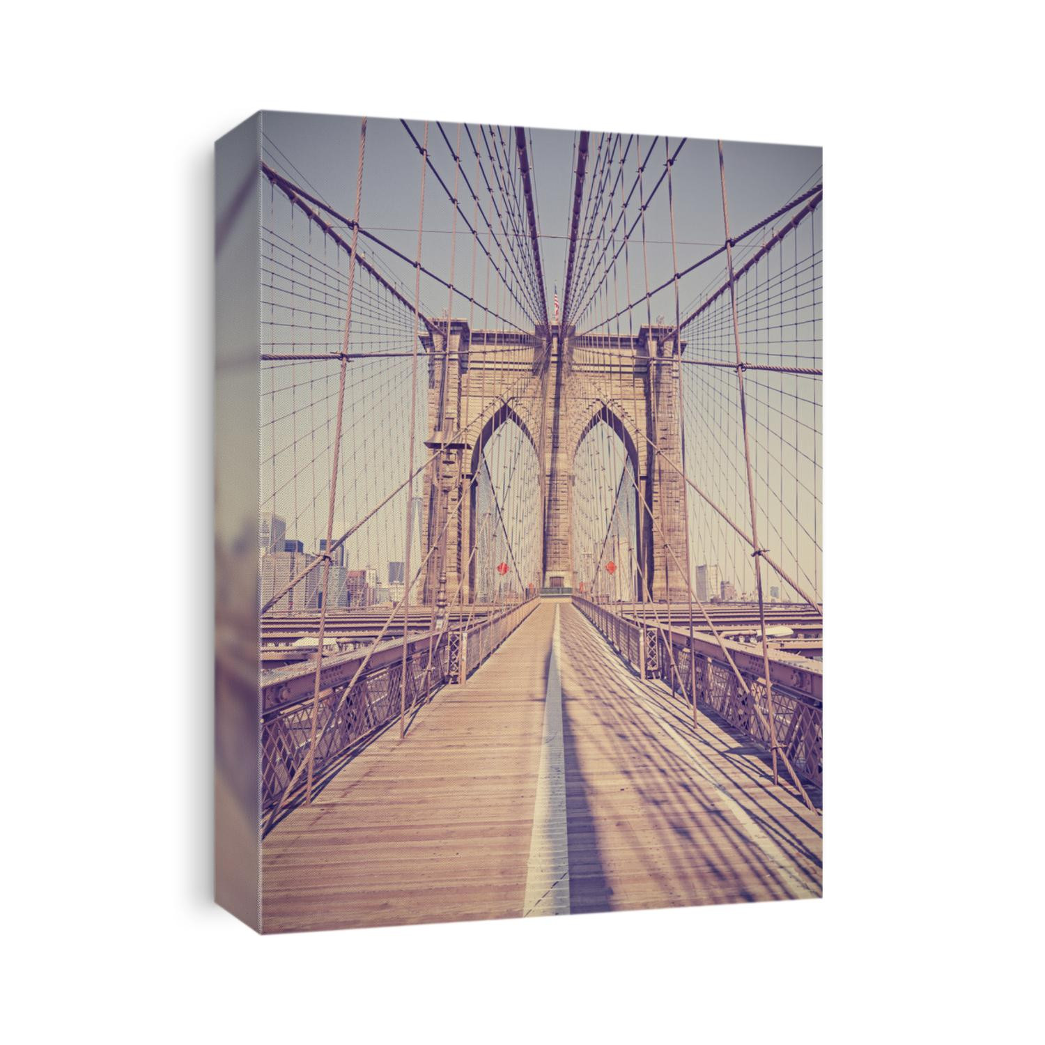 Vintage toned photo of the Brooklyn Bridge, NYC, USA.