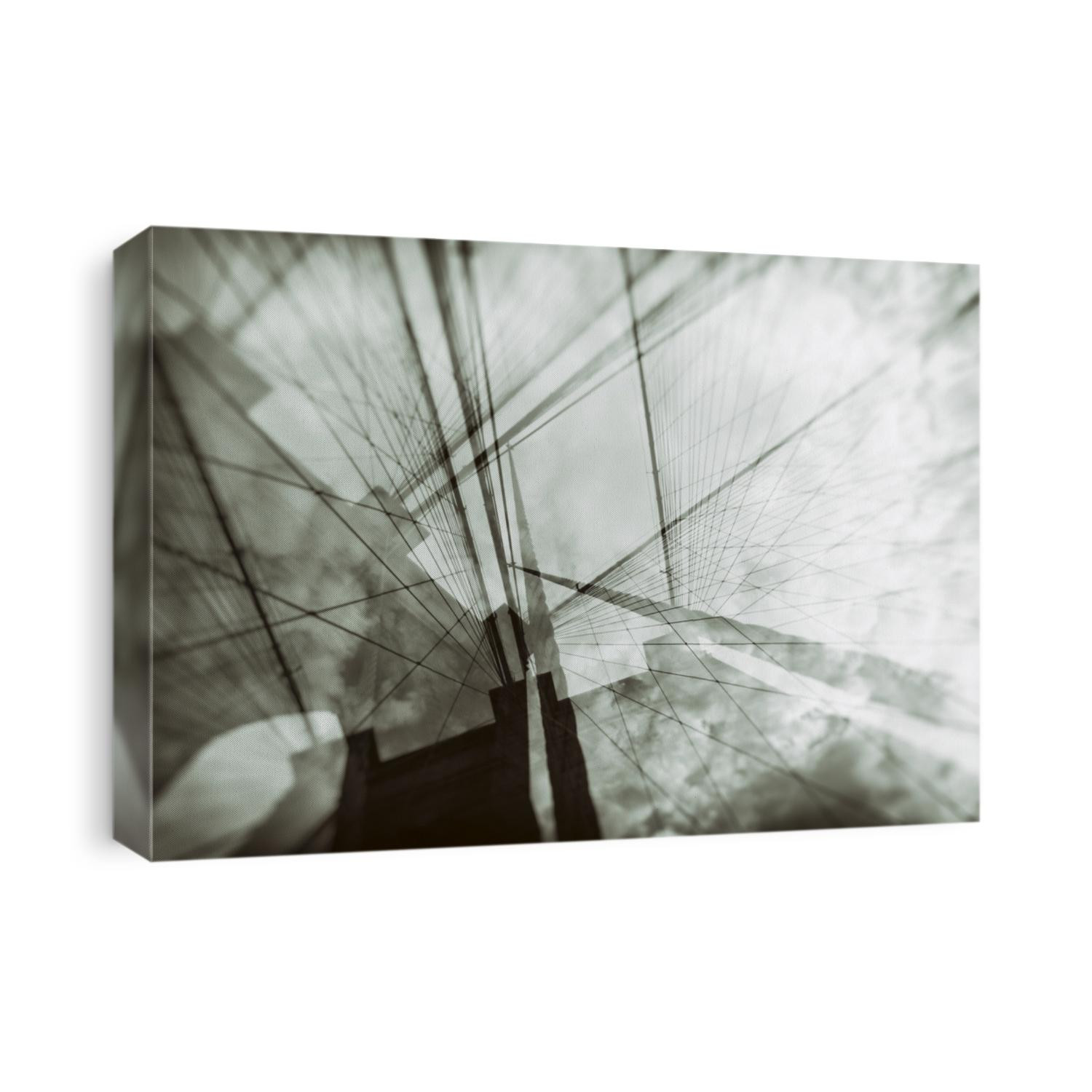Double exposure of Brooklyn Bridge