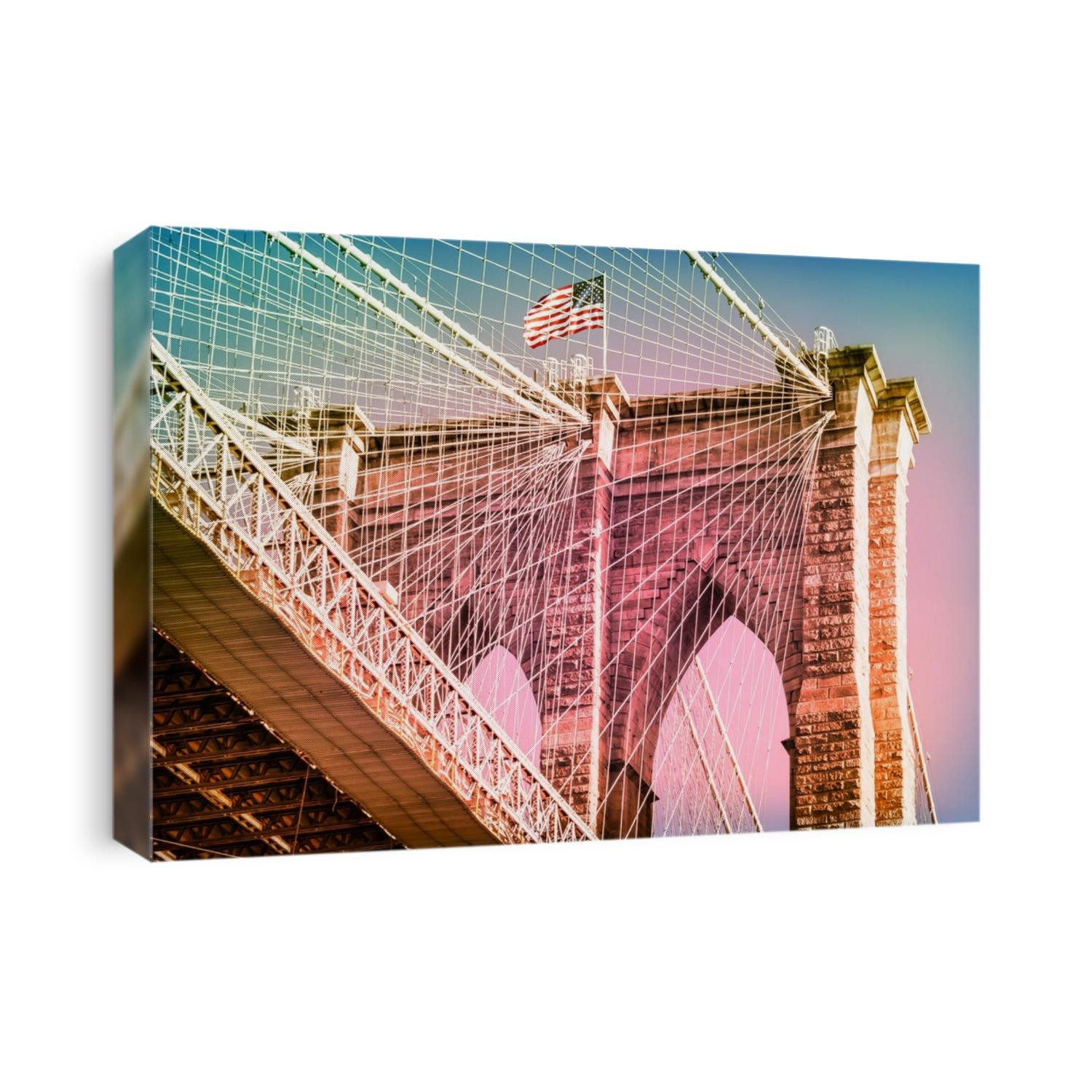 Manhattan Bridge in New York City United States America
Famous suspension bridge in NYC USA, it connects Manhattan and Brooklyn by spanning the East River for travel. Image with vintage filter effect 