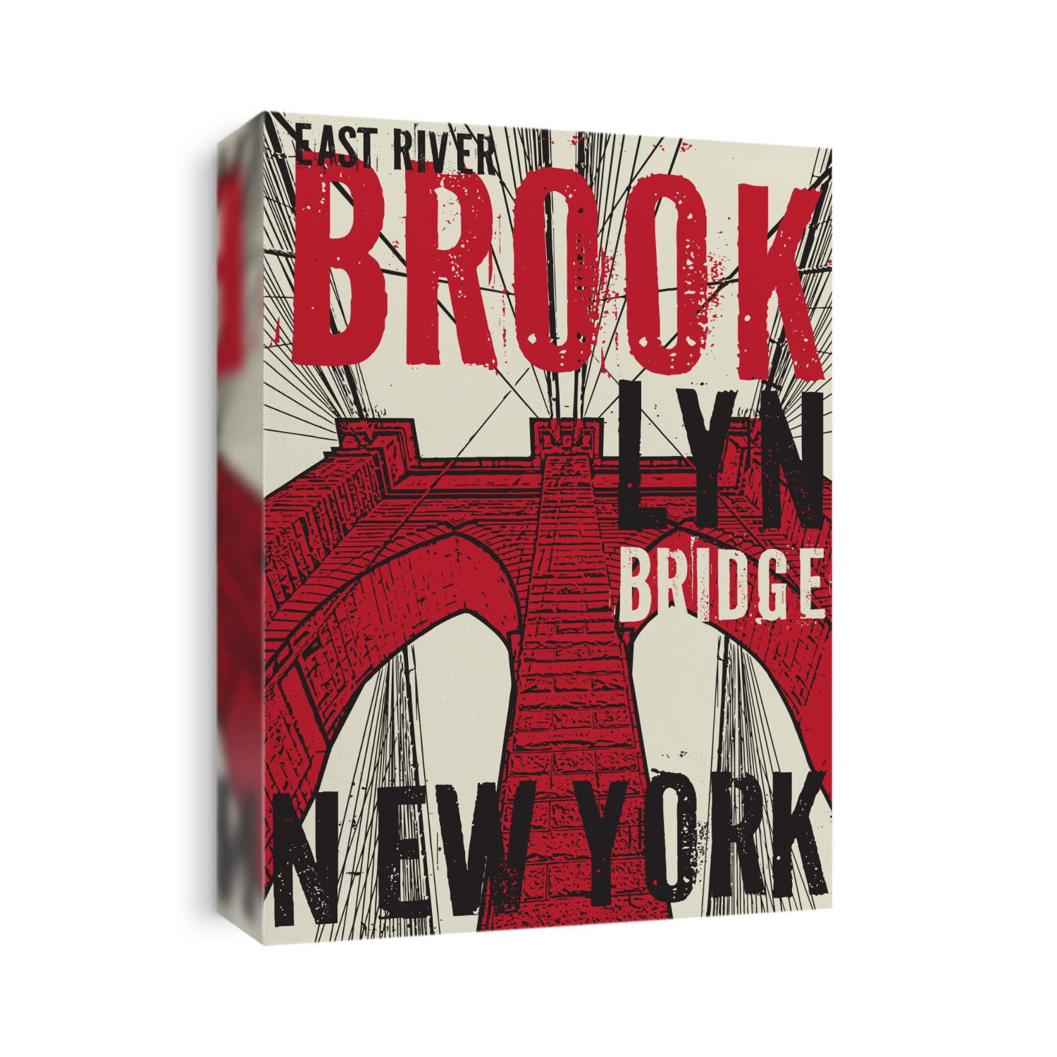 Brooklyn bridge, New York city, silhouette illustration in flat design, t-shirt print design or poster, vector illustration