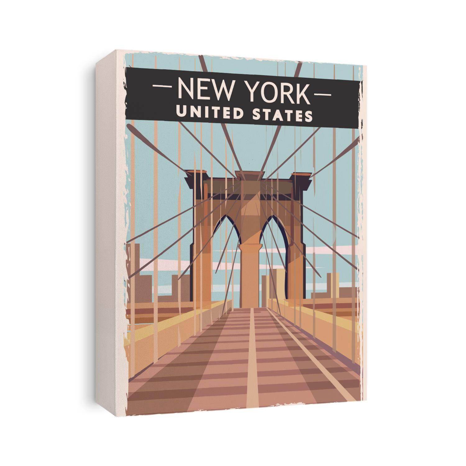 New York retro poster. USA New-York travel illustration. United States of America greeting card. vector illustration.